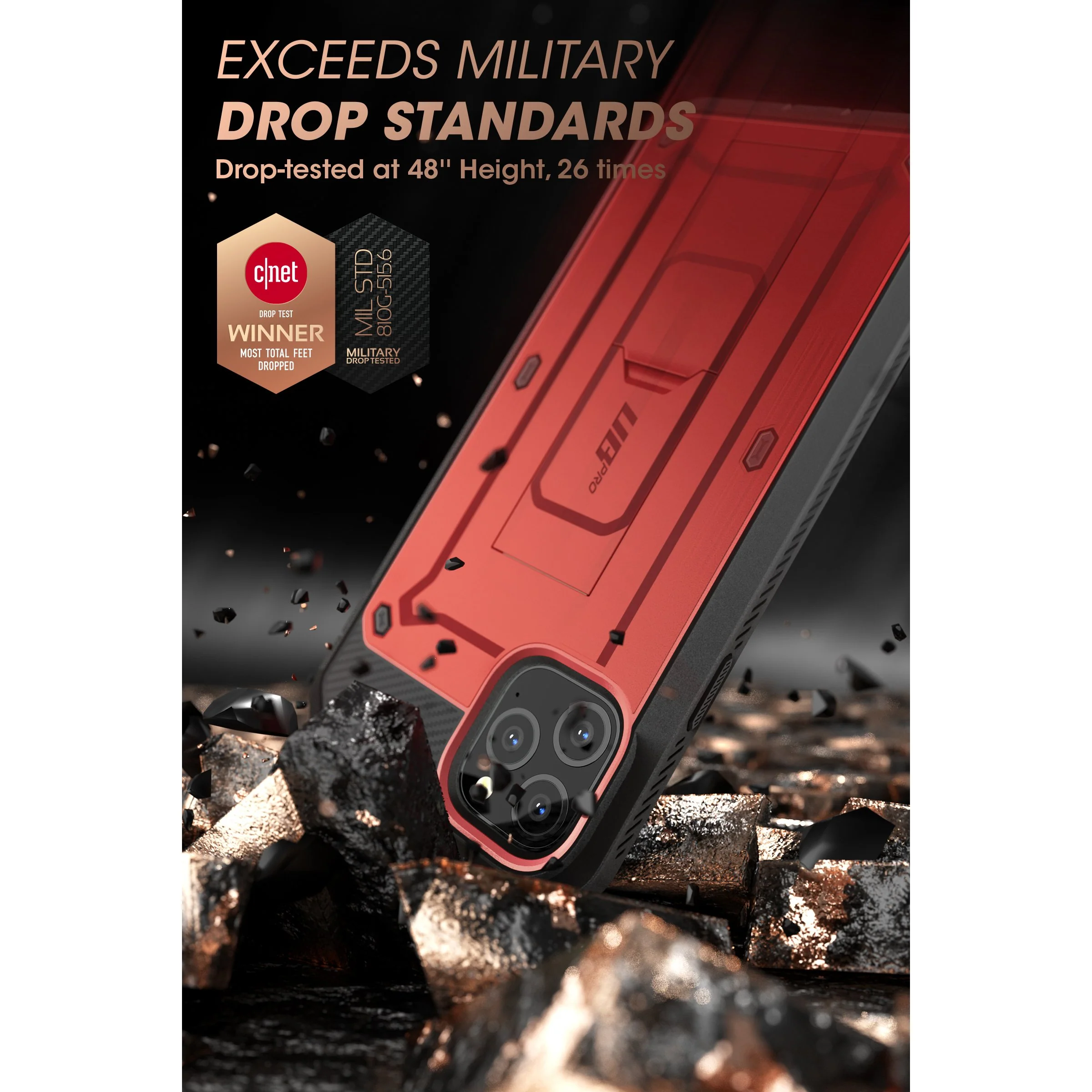 iPhone 11 Pro Max 6.5 inch Unicorn Beetle Pro Rugged Case-Metallic Red - Image 3