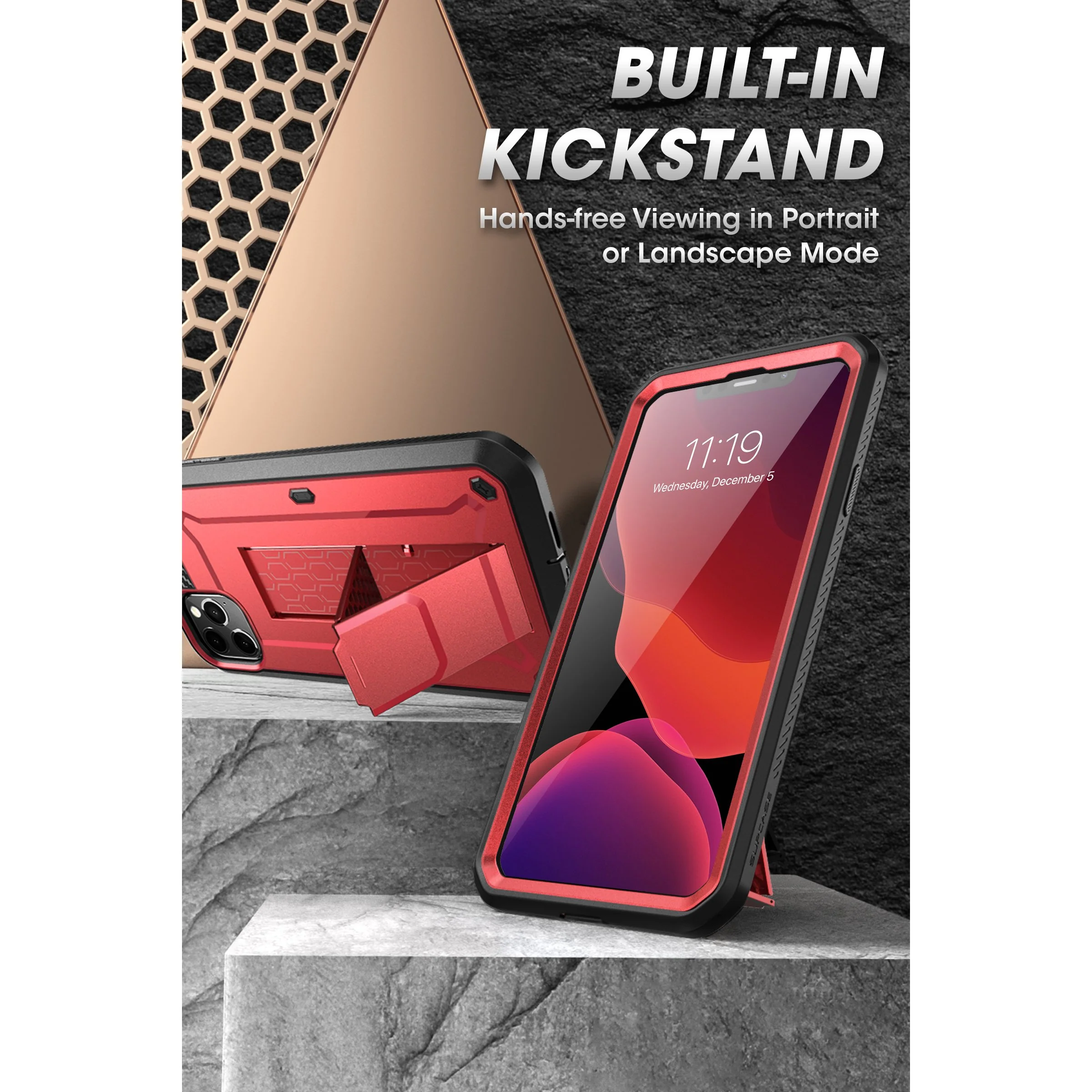iPhone 11 Pro Max 6.5 inch Unicorn Beetle Pro Rugged Case-Metallic Red - Image 4