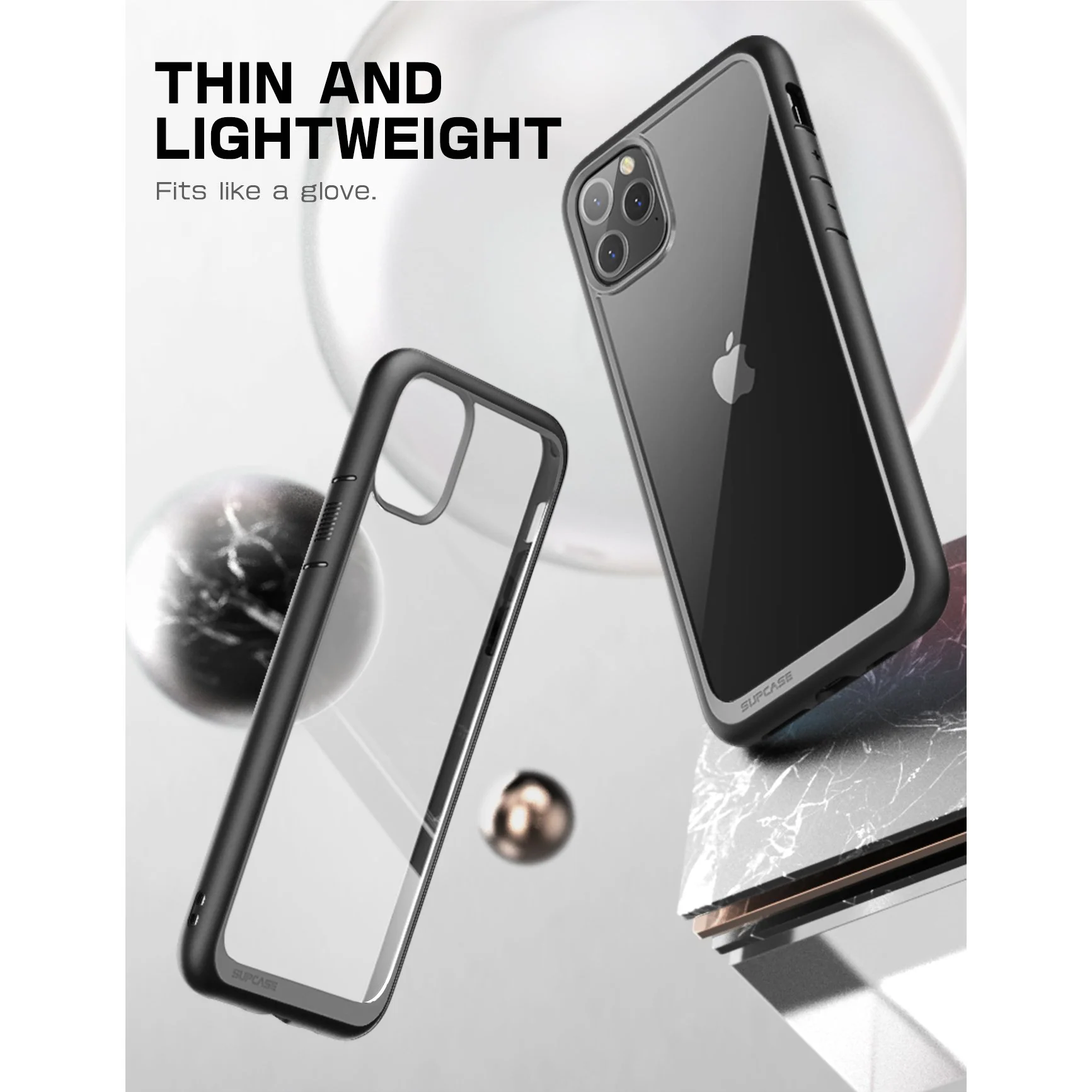 iPhone 11 Pro Max 6.5 inch Unicorn Beetle Style Clear Case-Black - Image 3