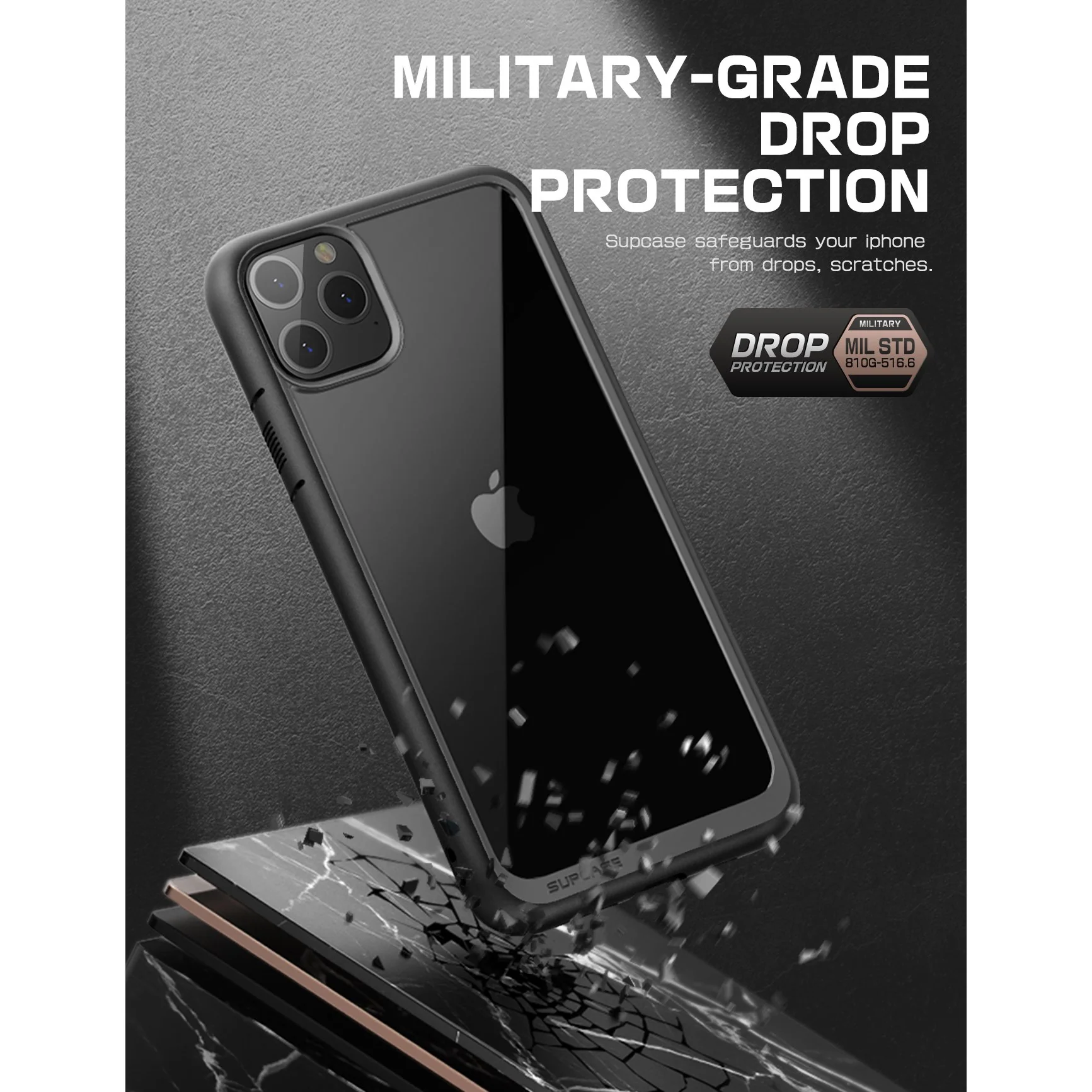 iPhone 11 Pro Max 6.5 inch Unicorn Beetle Style Clear Case-Black - Image 4