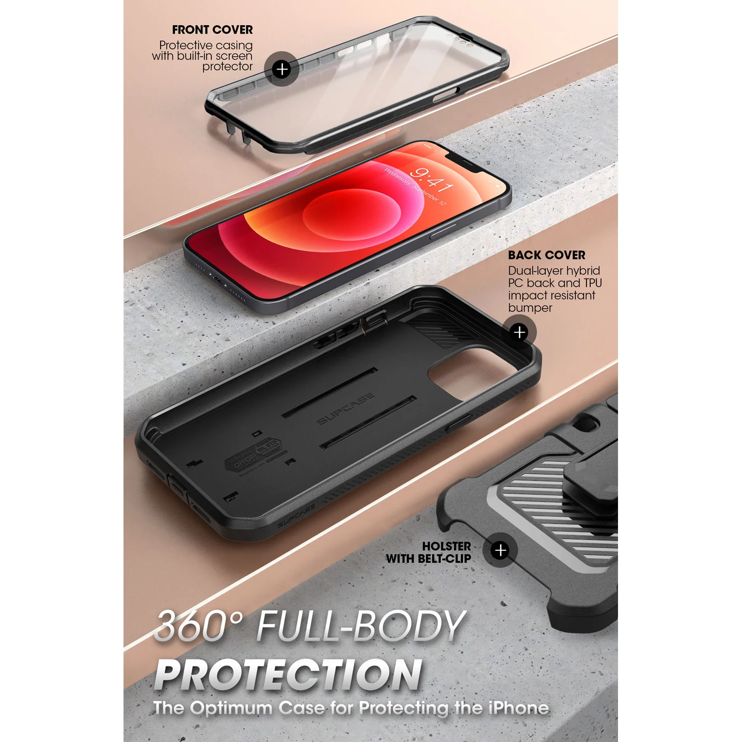 iPhone 13 mini 5.4 inch Unicorn Beetle Pro Rugged Case-Black - Image 5