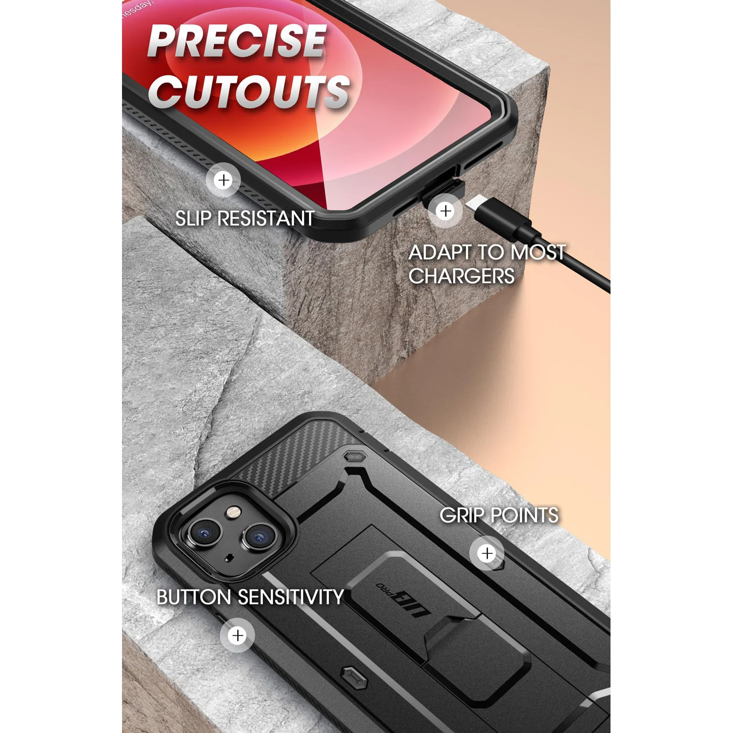 iPhone 13 mini 5.4 inch Unicorn Beetle Pro Rugged Case-Black - Image 7
