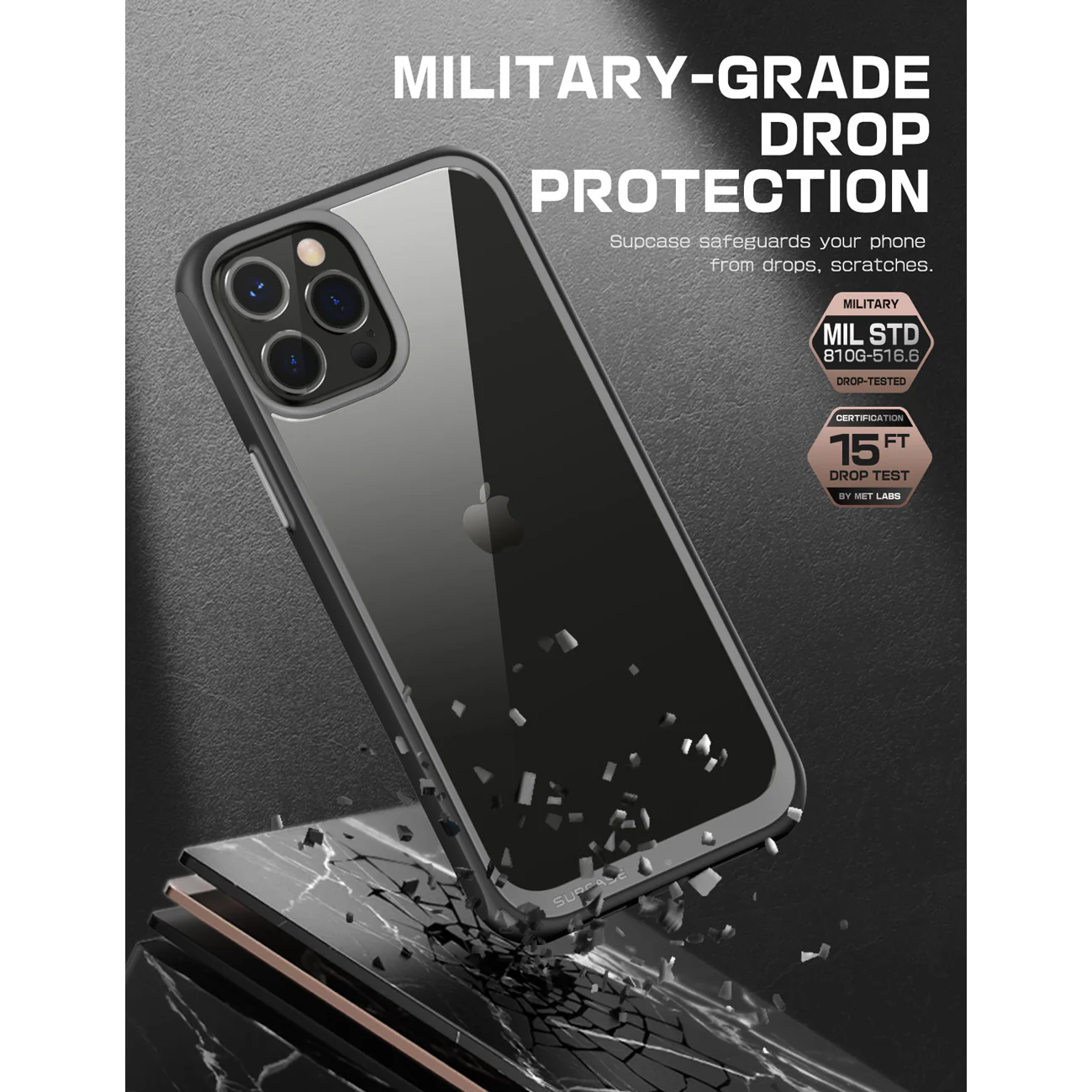 iPhone 13 Pro 6.1 inch Unicorn Beetle Style Slim Clear Case-Black - Image 4