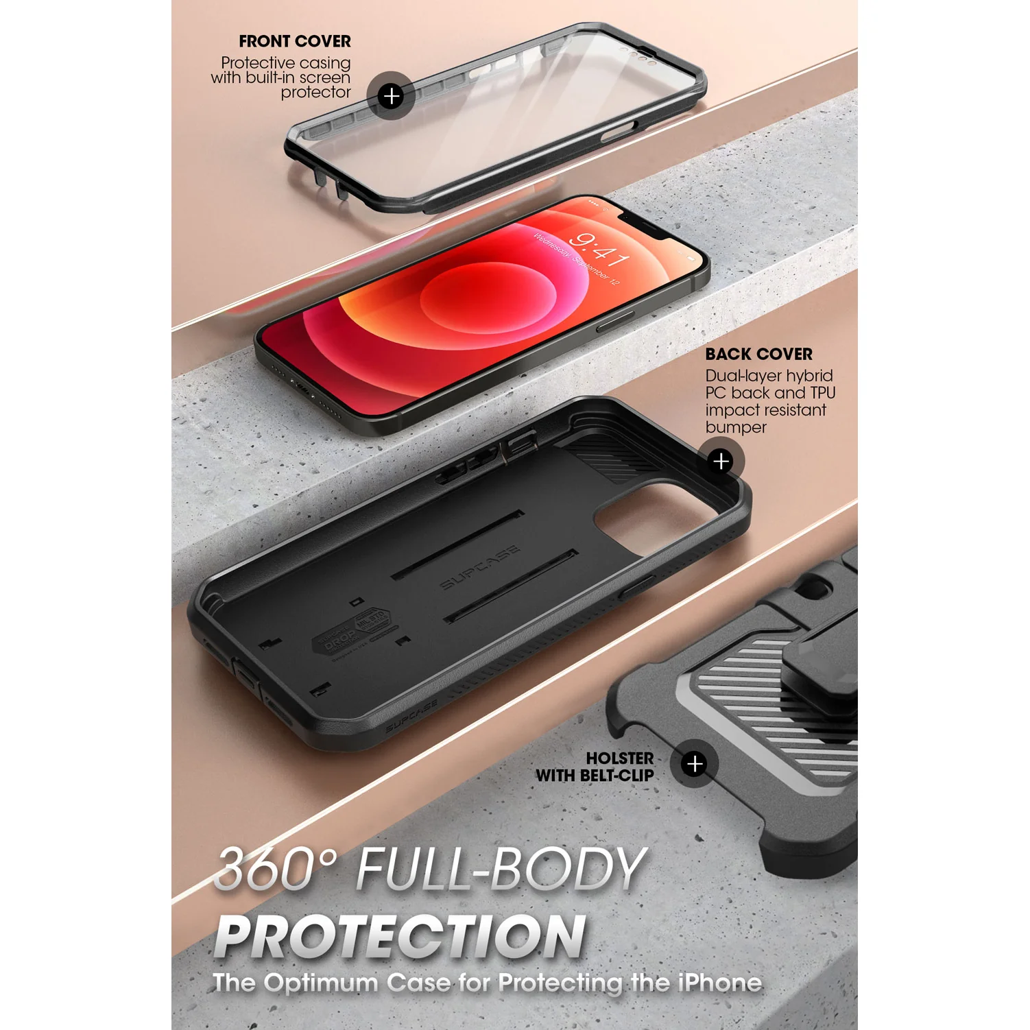 iPhone 13 Pro Max 6.7 inch Unicorn Beetle Pro Rugged Case-Black - Image 5