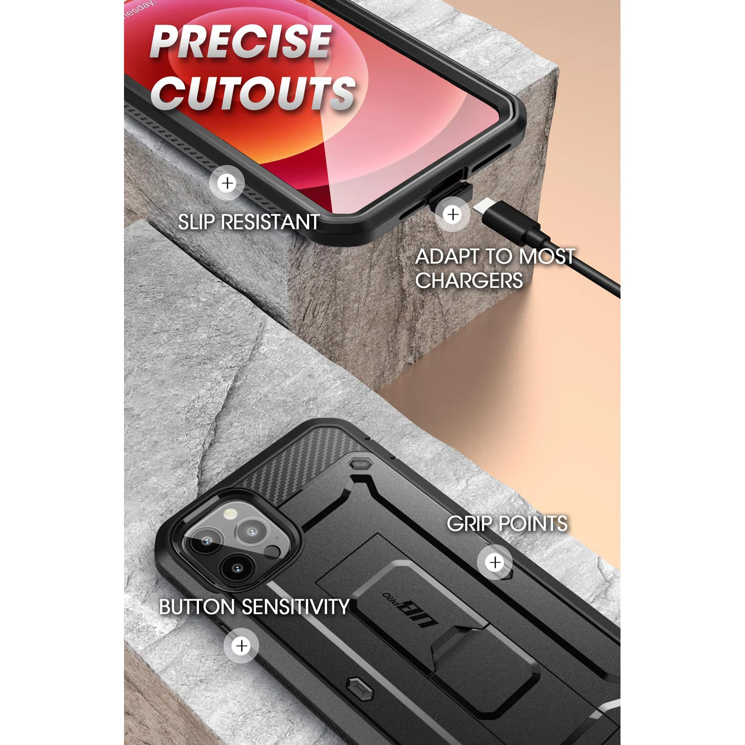 iPhone 13 Pro Max 6.7 inch Unicorn Beetle Pro Rugged Case-Black - Image 7