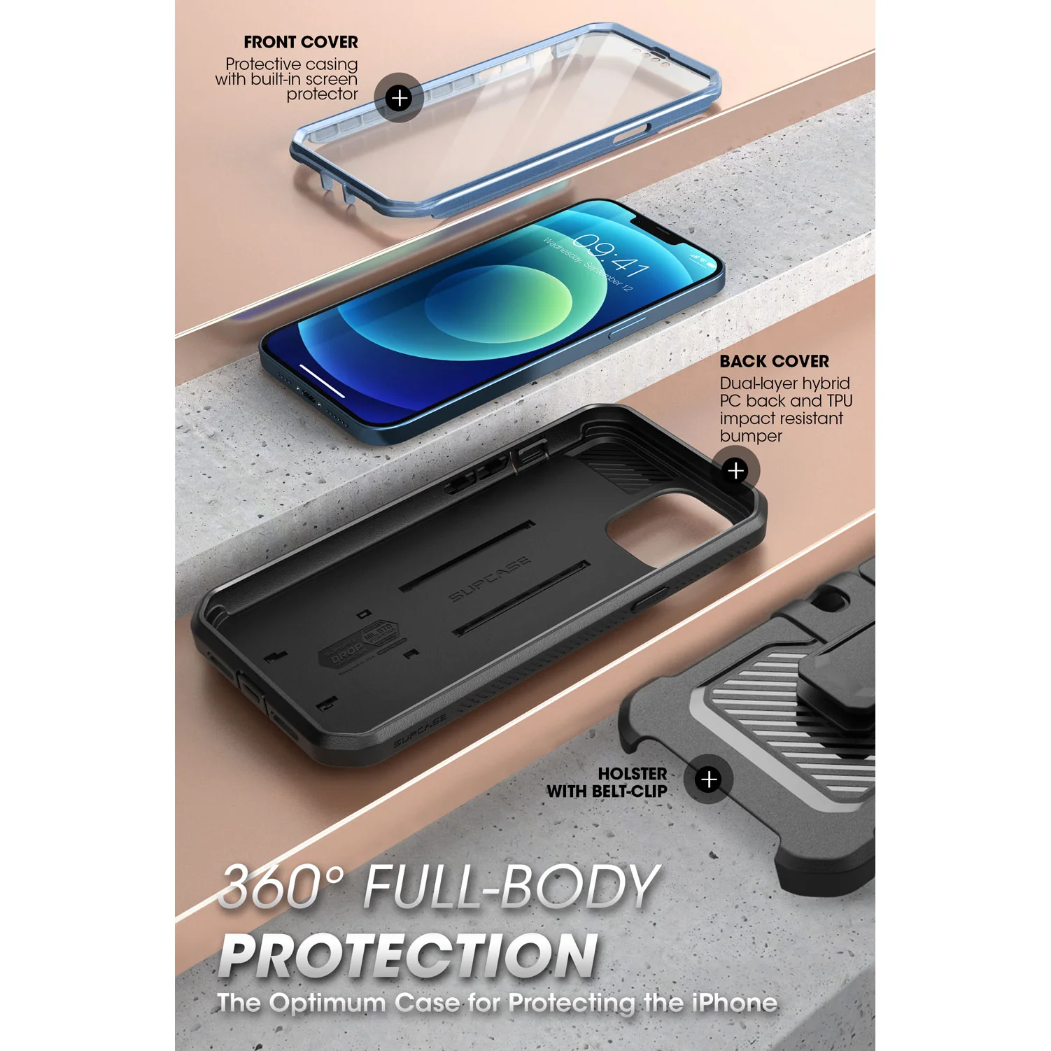iPhone 13 Pro Max 6.7 inch Unicorn Beetle Pro Rugged Case-Metallic Blue - Image 5