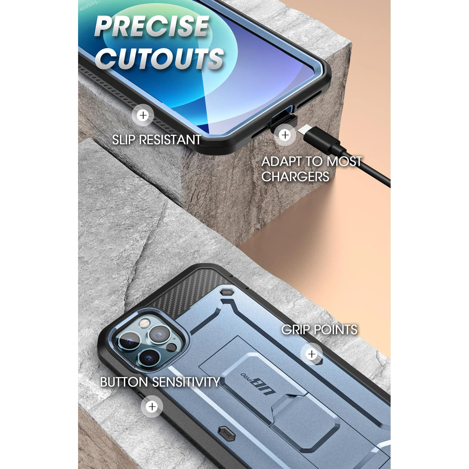iPhone 13 Pro Max 6.7 inch Unicorn Beetle Pro Rugged Case-Metallic Blue - Image 7