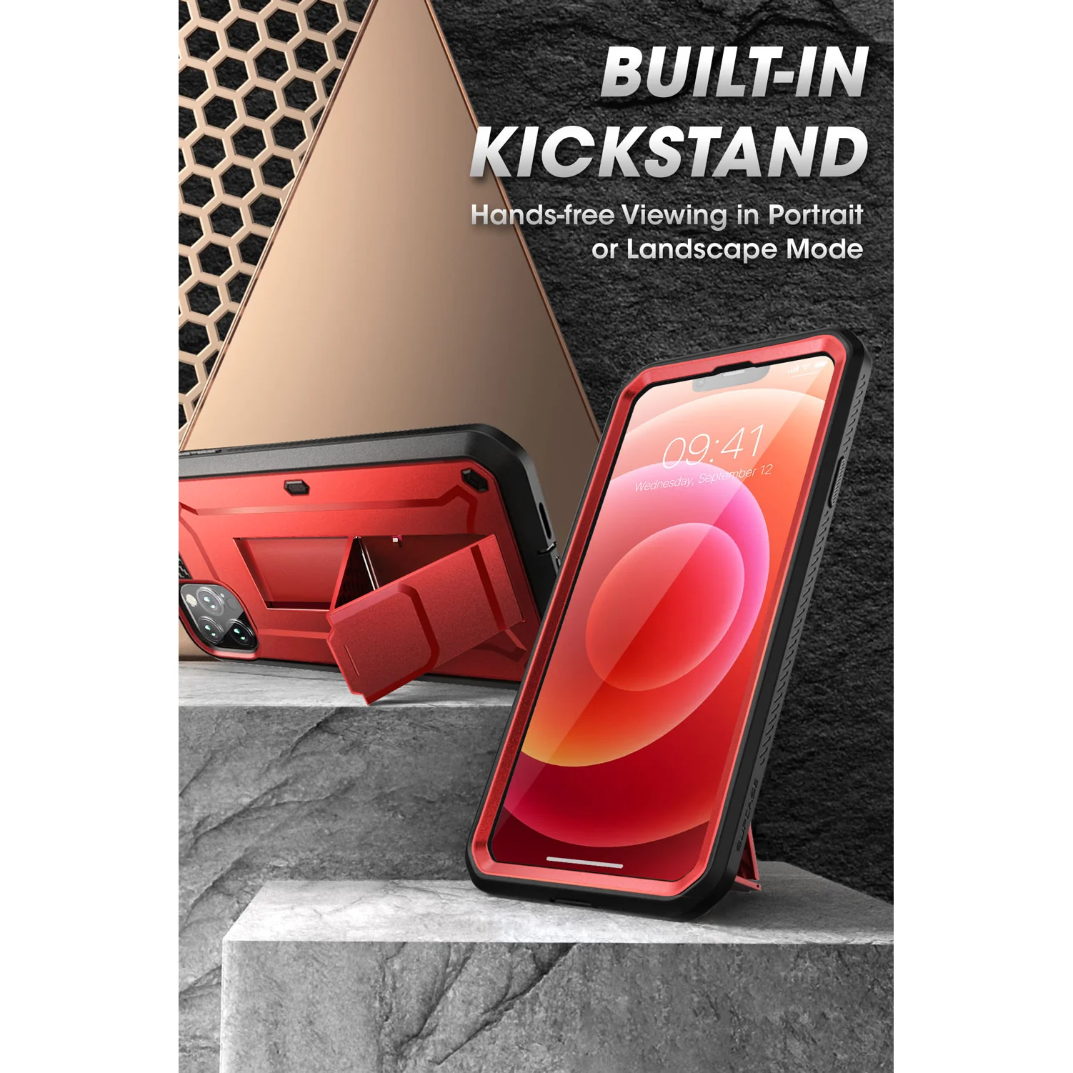 iPhone 13 Pro Max 6.7 inch Unicorn Beetle Pro Rugged Case-Metallic Red - Image 4