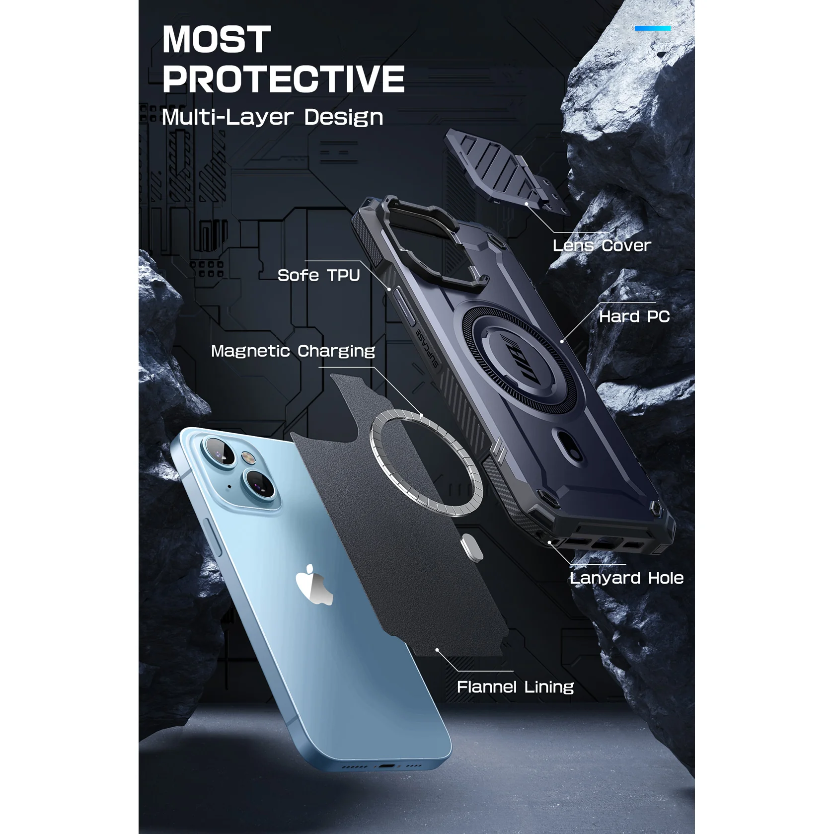 iPhone 14 6.1 inch Unicorn Beetle MAG XT MagSafe & Camera Lens Protector Case-Dark Blue - Image 7
