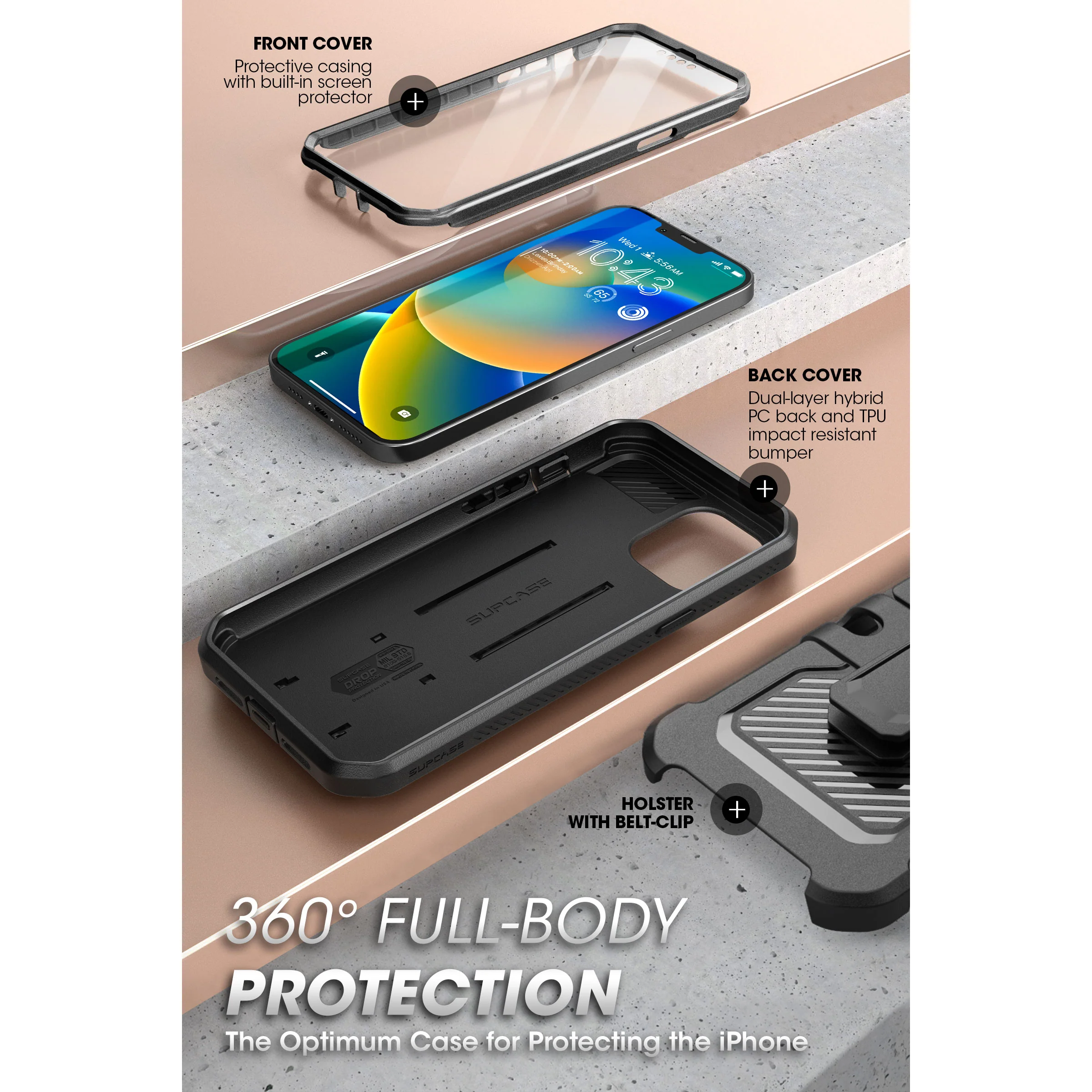 iPhone 14 6.1 inch Unicorn Beetle PRO Rugged Case-Black - Image 5