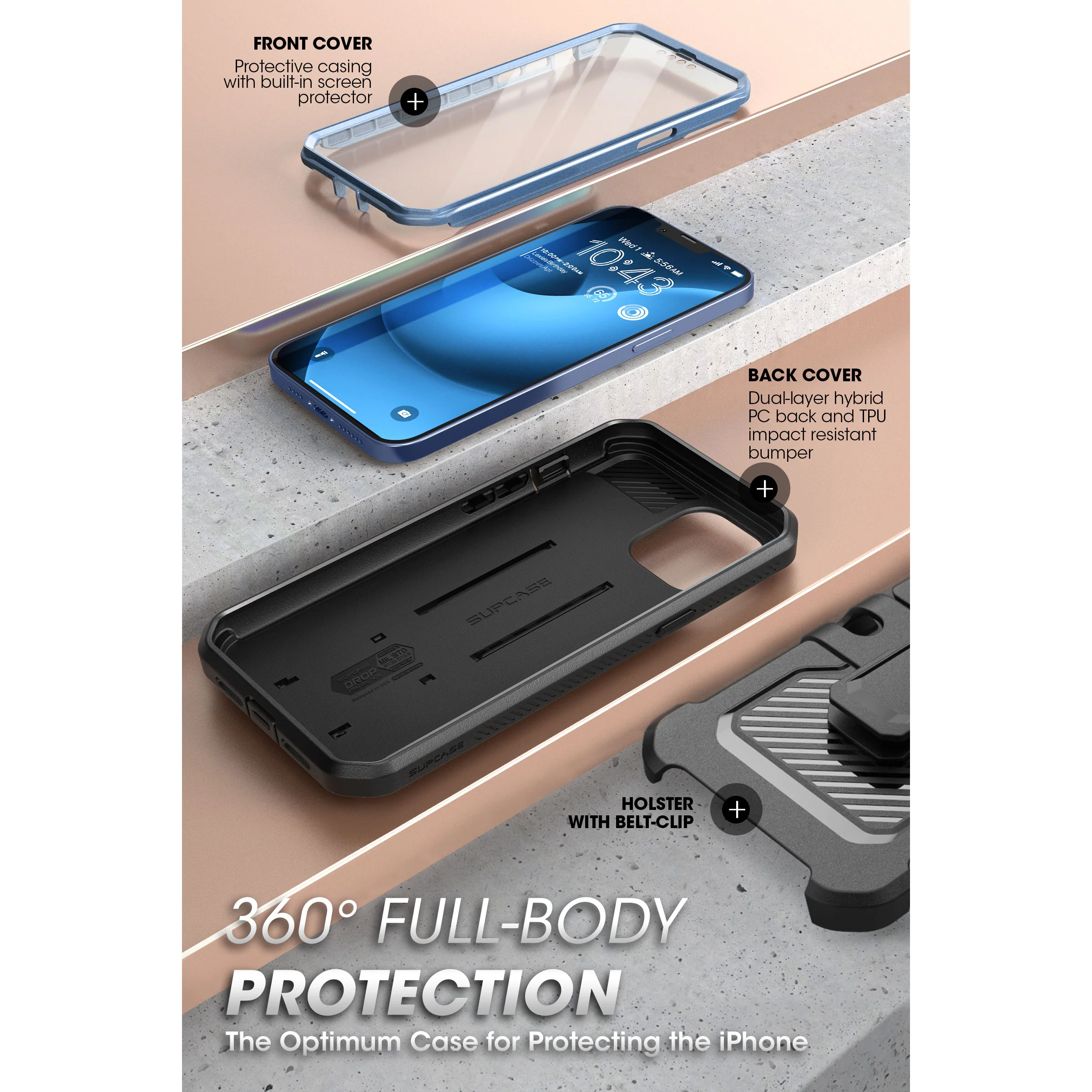 iPhone 14 6.1 inch Unicorn Beetle PRO Rugged Case-Metallic Blue - Image 5