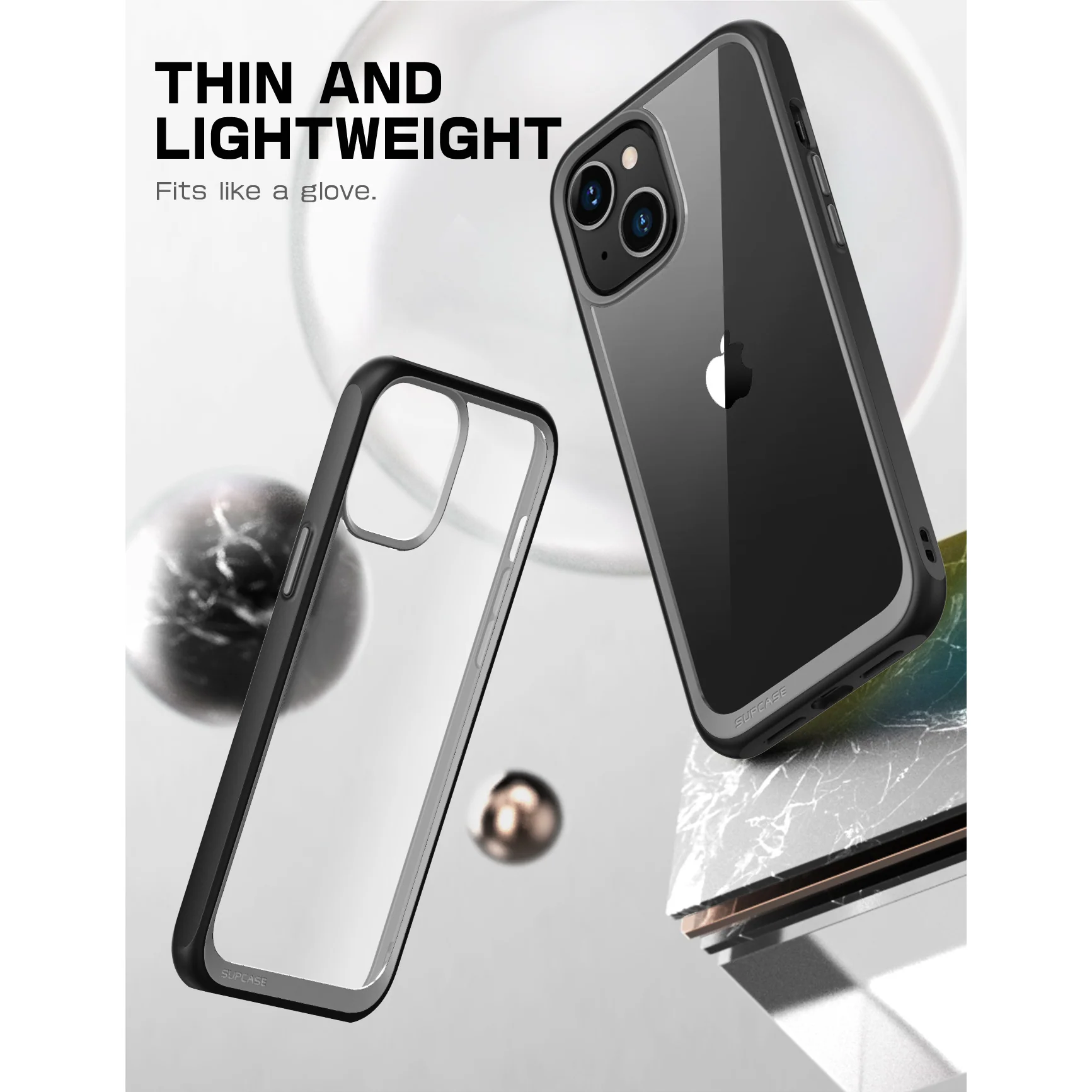 iPhone 14 6.1 inch Unicorn Beetle Style Slim Clear Case-Black - Image 3