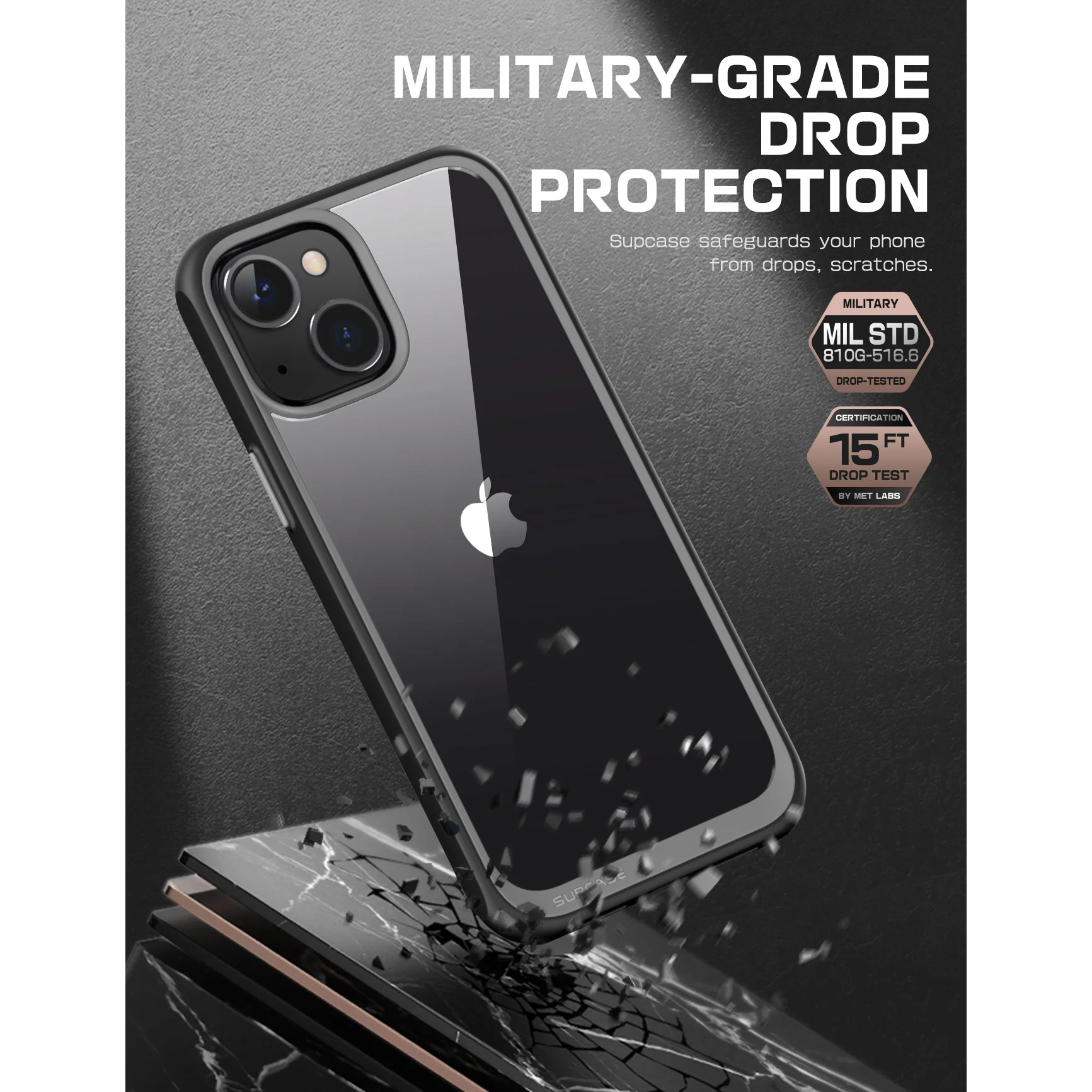 iPhone 14 6.1 inch Unicorn Beetle Style Slim Clear Case-Black - Image 4