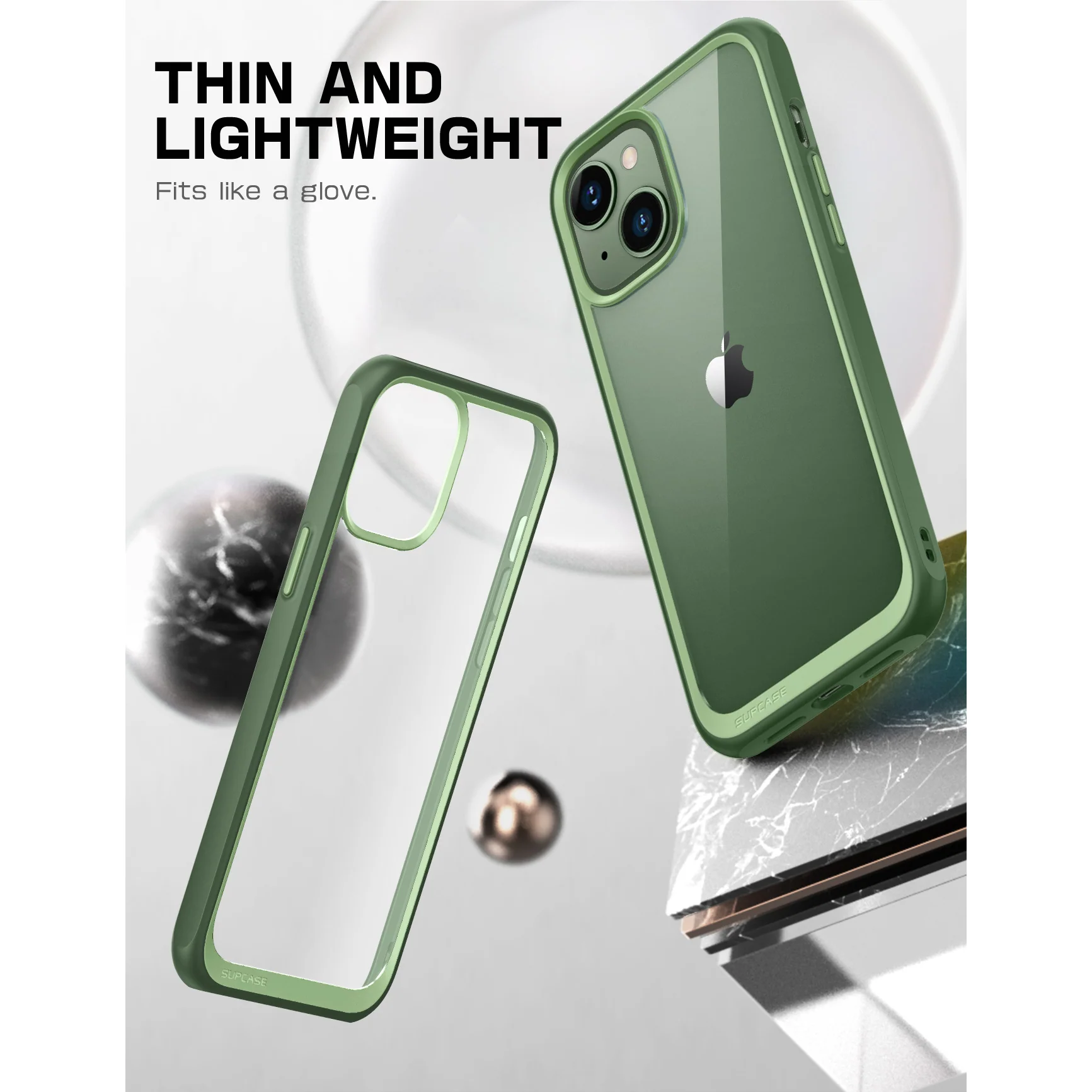 iPhone 14 6.1 inch Unicorn Beetle Style Slim Clear Case-Green - Image 3
