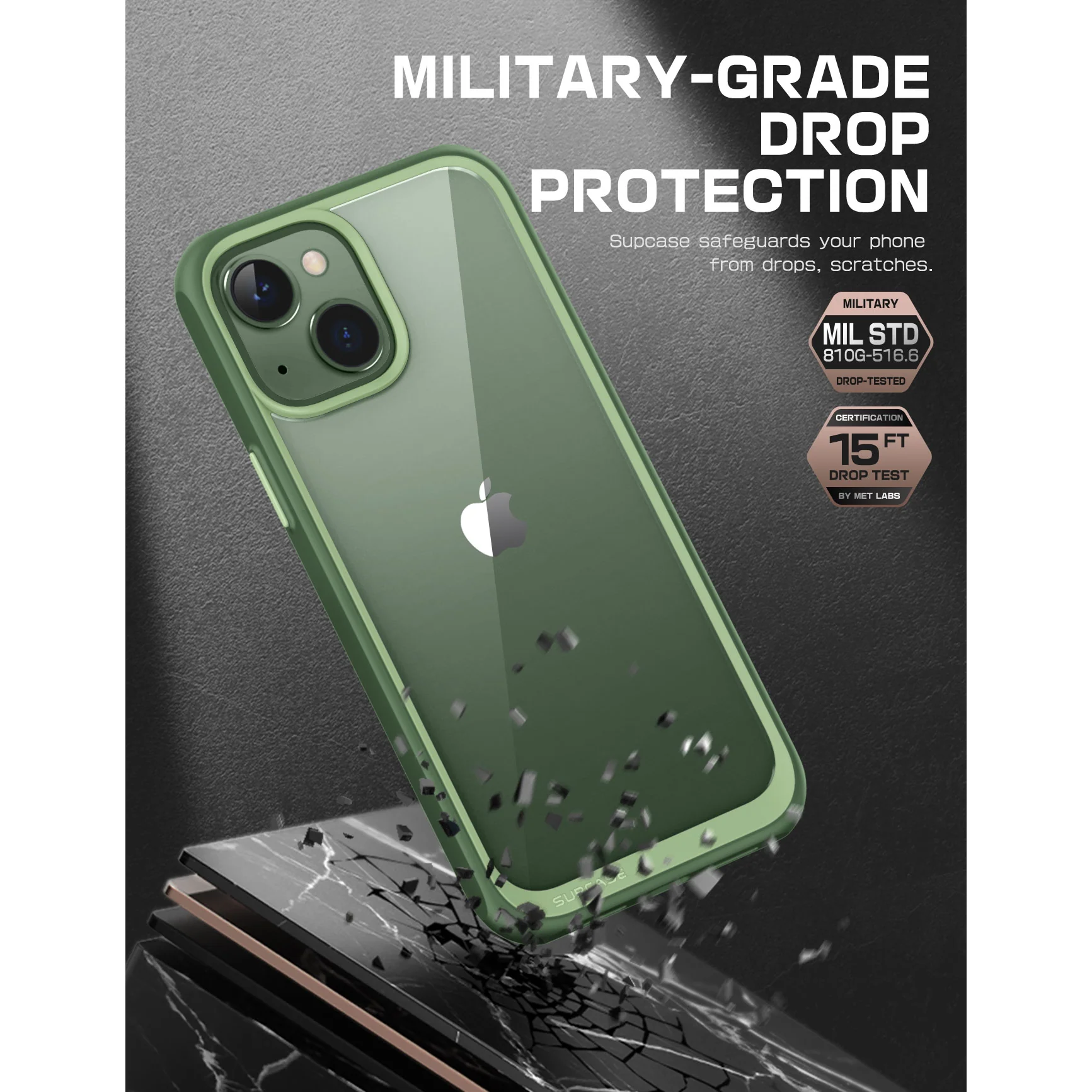 iPhone 14 6.1 inch Unicorn Beetle Style Slim Clear Case-Green - Image 4