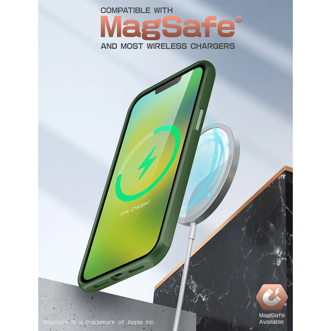 iPhone 14 6.1 inch Unicorn Beetle Style Slim Clear Case-Green - Image 7