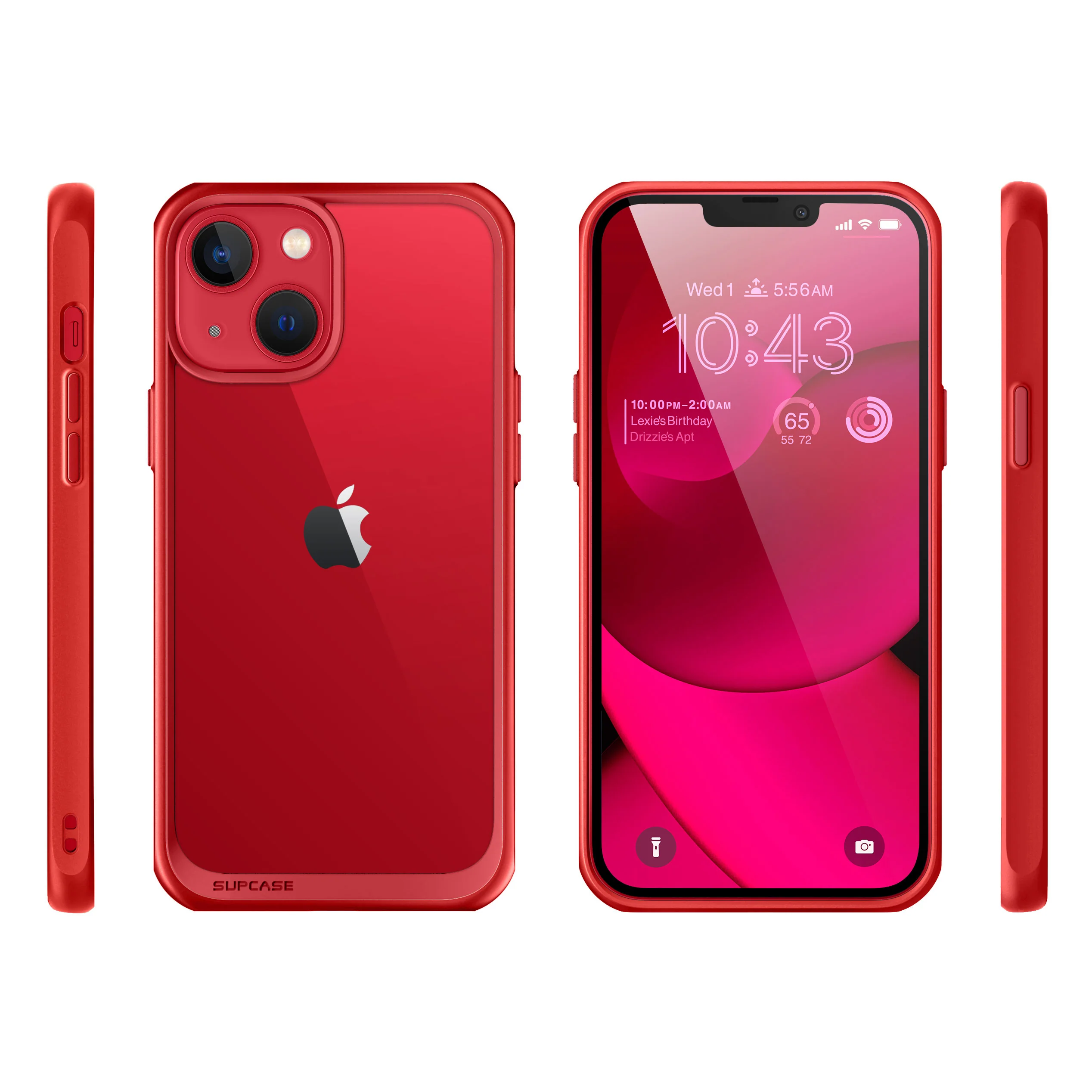 iPhone 14 6.1 inch Unicorn Beetle Style Slim Clear Case-Red - Image 11