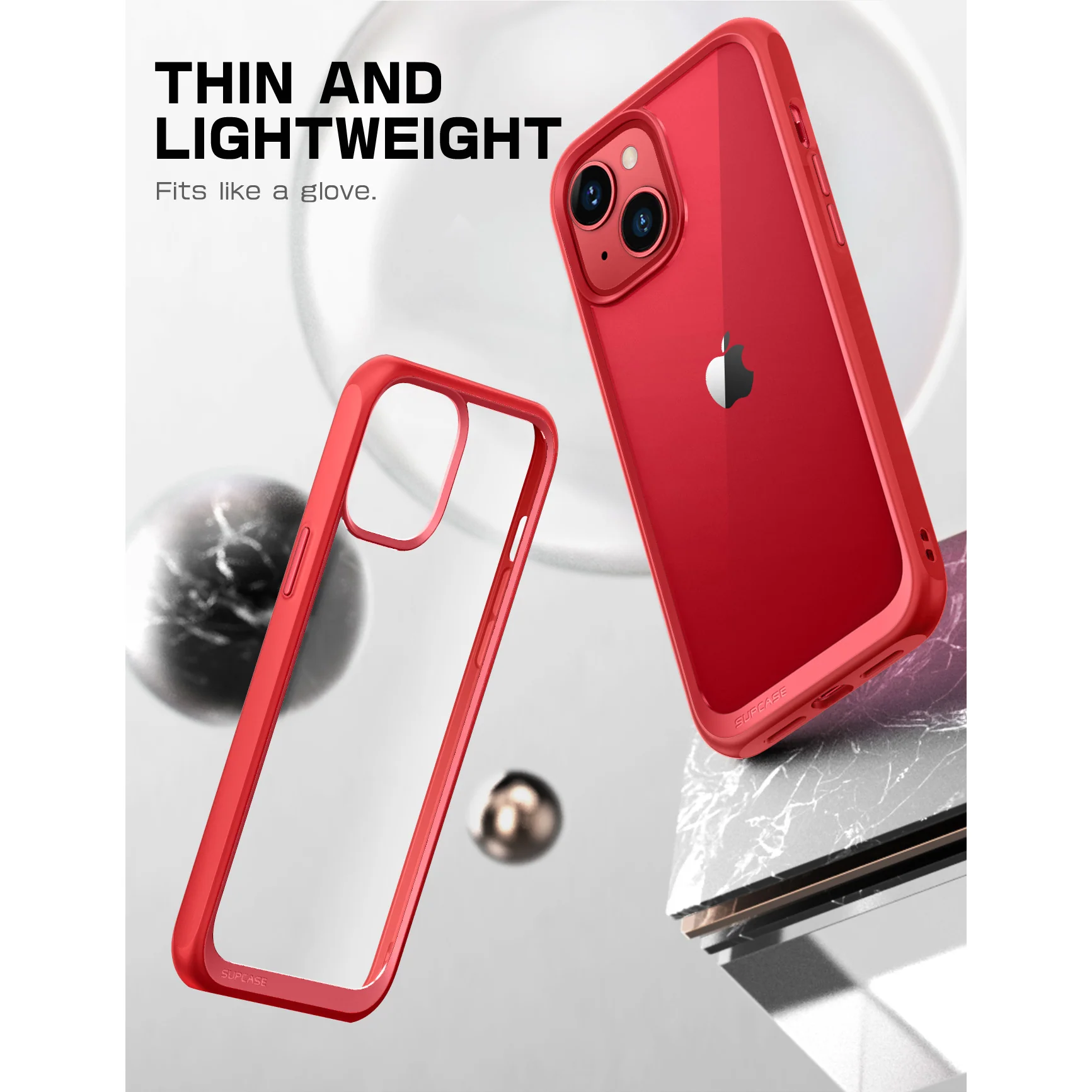 iPhone 14 6.1 inch Unicorn Beetle Style Slim Clear Case-Red - Image 3