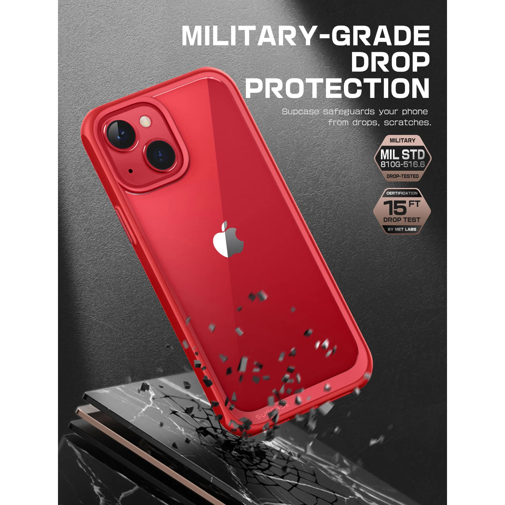 iPhone 14 6.1 inch Unicorn Beetle Style Slim Clear Case-Red - Image 4