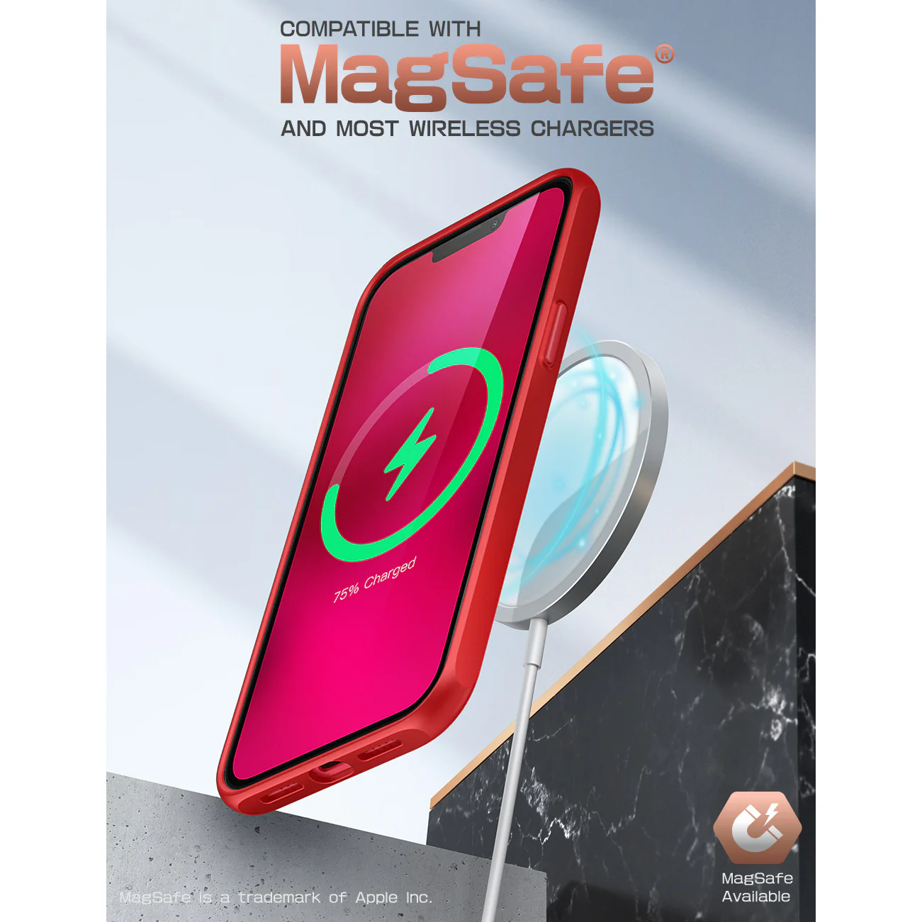 iPhone 14 6.1 inch Unicorn Beetle Style Slim Clear Case-Red - Image 7