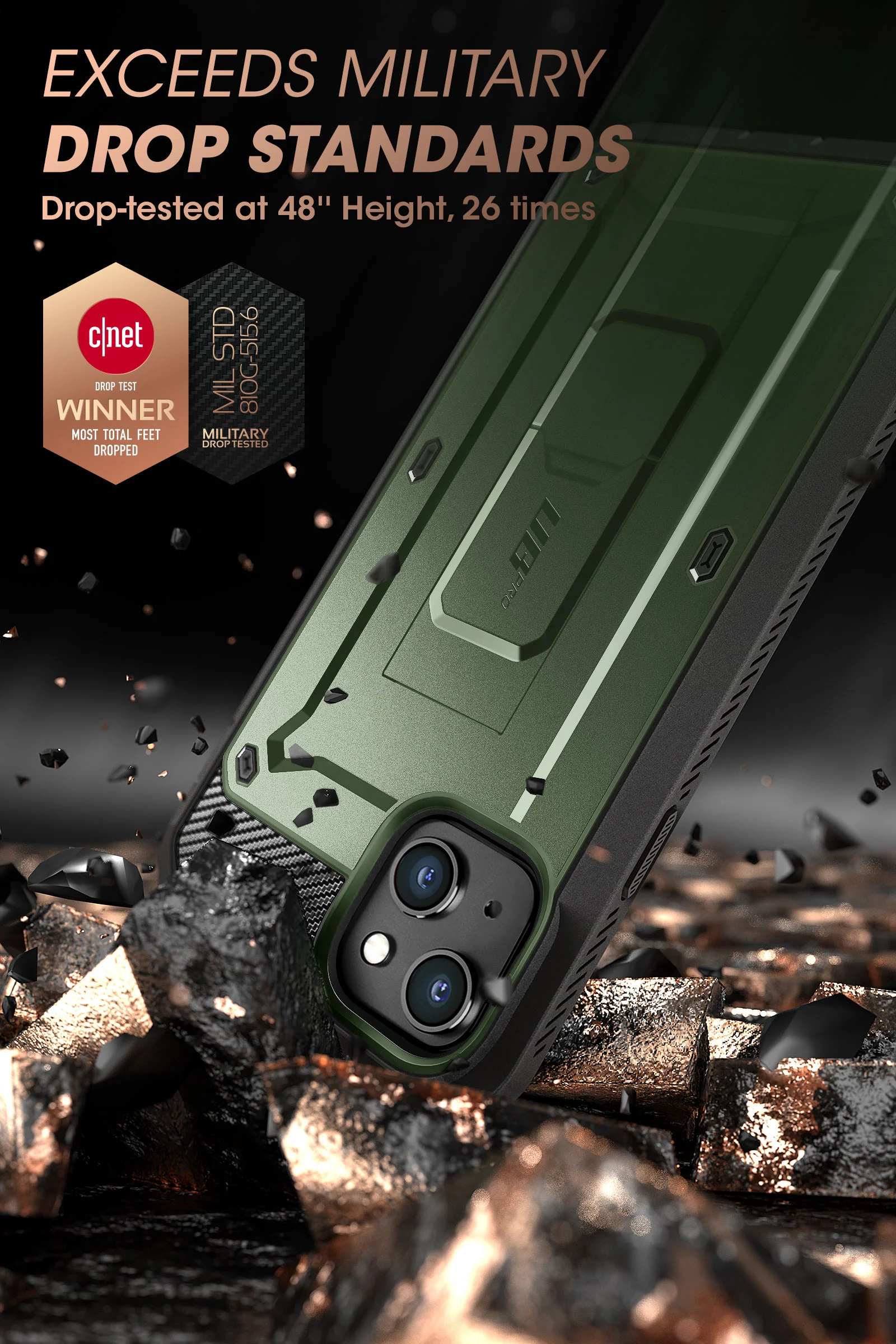 iPhone 14 Plus 6.7 inch Unicorn Beetle PRO Rugged Case-Dark Green - Image 3