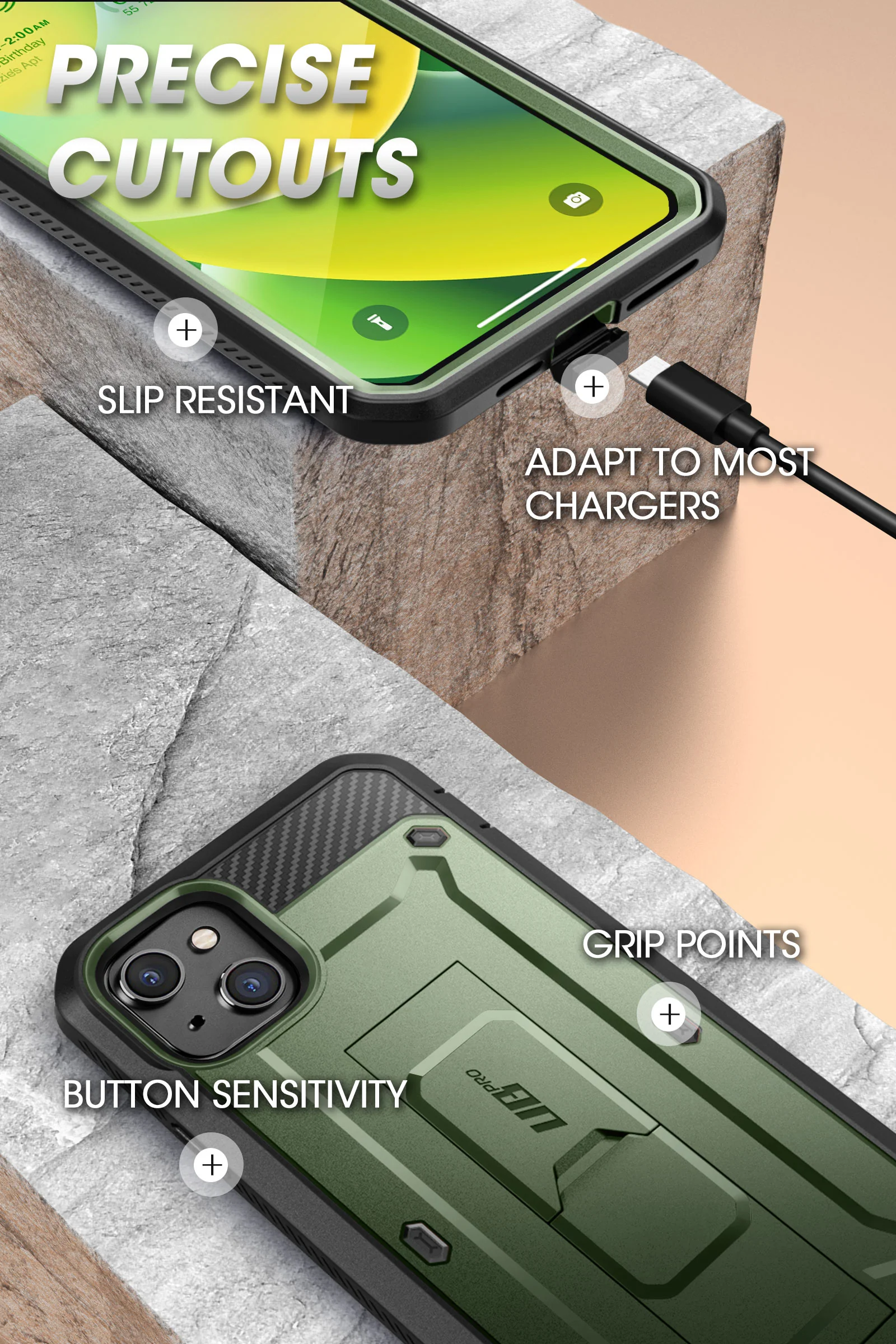 iPhone 14 Plus 6.7 inch Unicorn Beetle PRO Rugged Case-Dark Green - Image 5