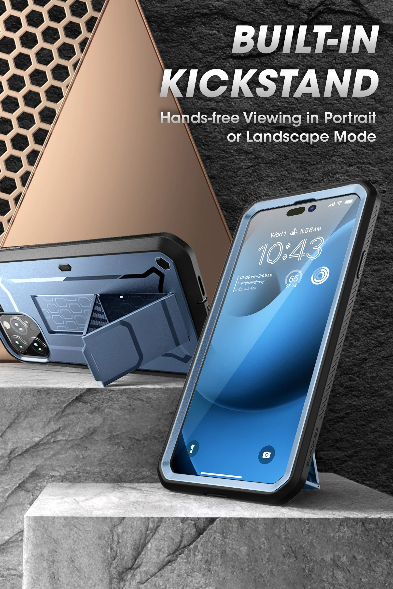 iPhone 14 Pro 6.1 inch Unicorn Beetle Pro Rugged Case-Metallic Blue - Image 4
