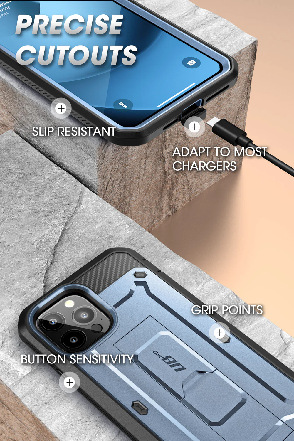 iPhone 14 Pro 6.1 inch Unicorn Beetle Pro Rugged Case-Metallic Blue - Image 7