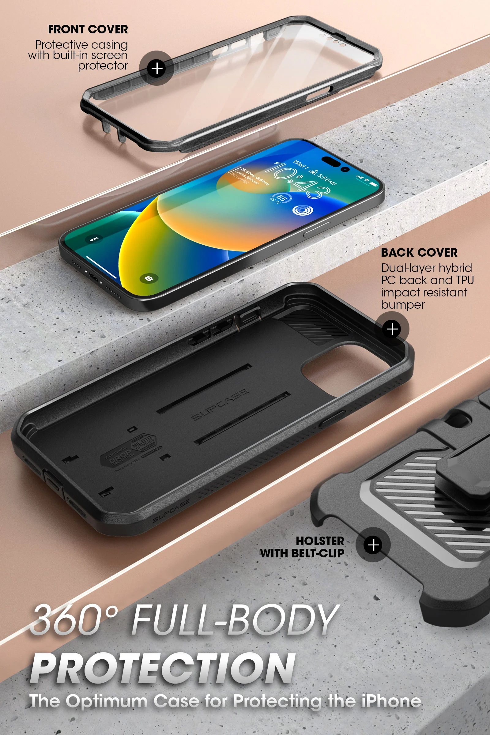 iPhone 14 Pro Max 6.7 inch Unicorn Beetle PRO Rugged Case-Black - Image 5