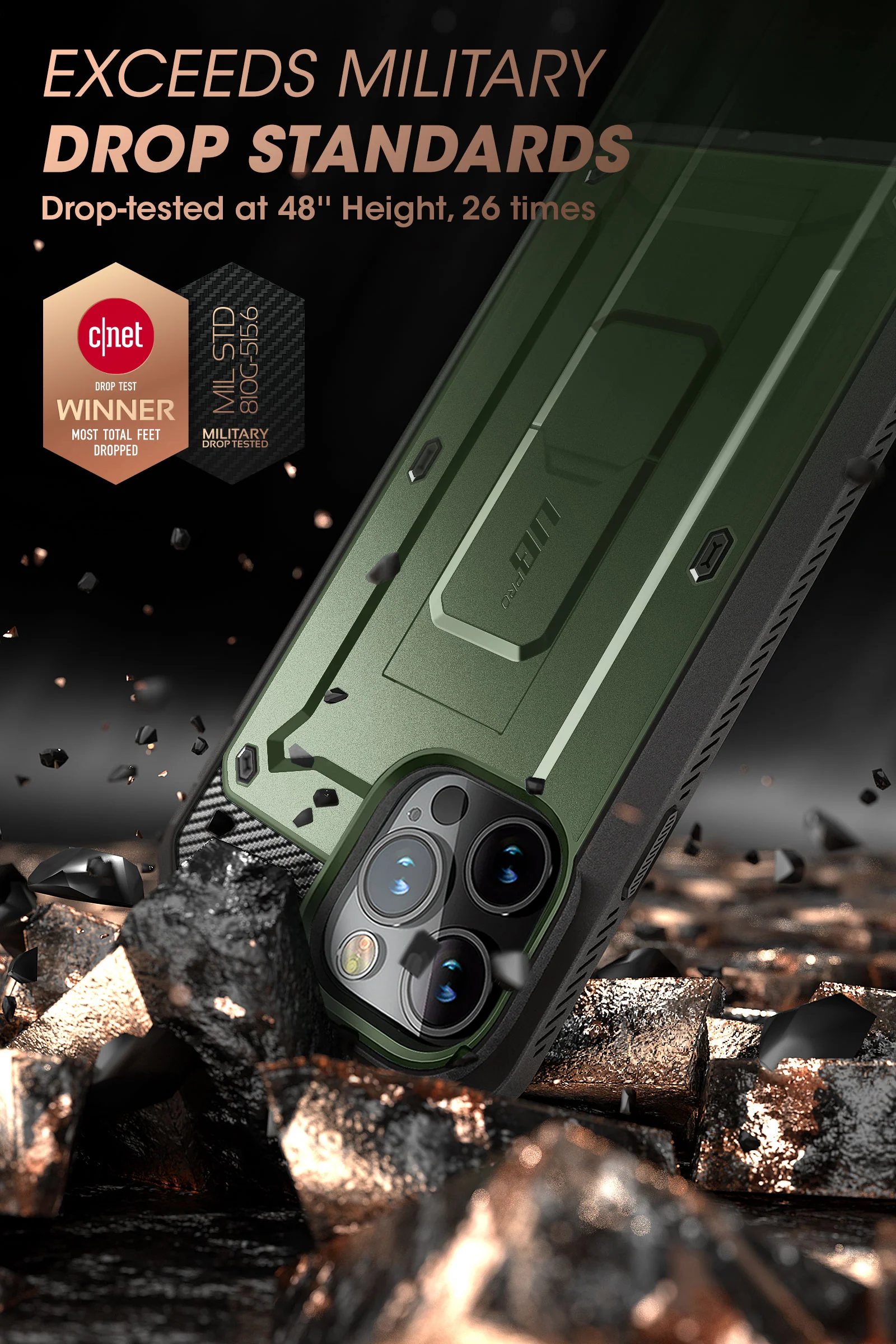 iPhone 14 Pro Max 6.7 inch Unicorn Beetle PRO Rugged Case-Dark Green - Image 3
