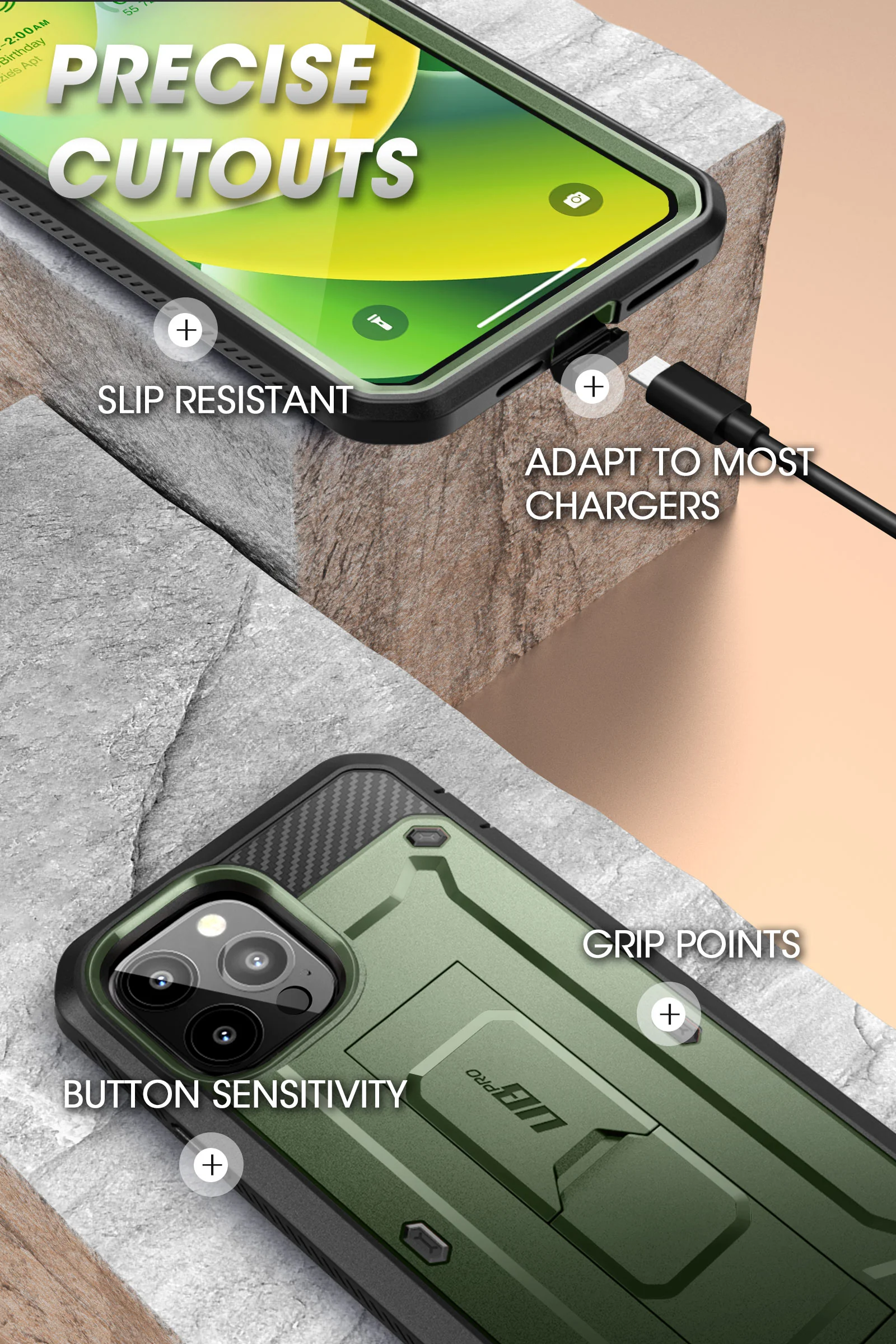 iPhone 14 Pro Max 6.7 inch Unicorn Beetle PRO Rugged Case-Dark Green - Image 7
