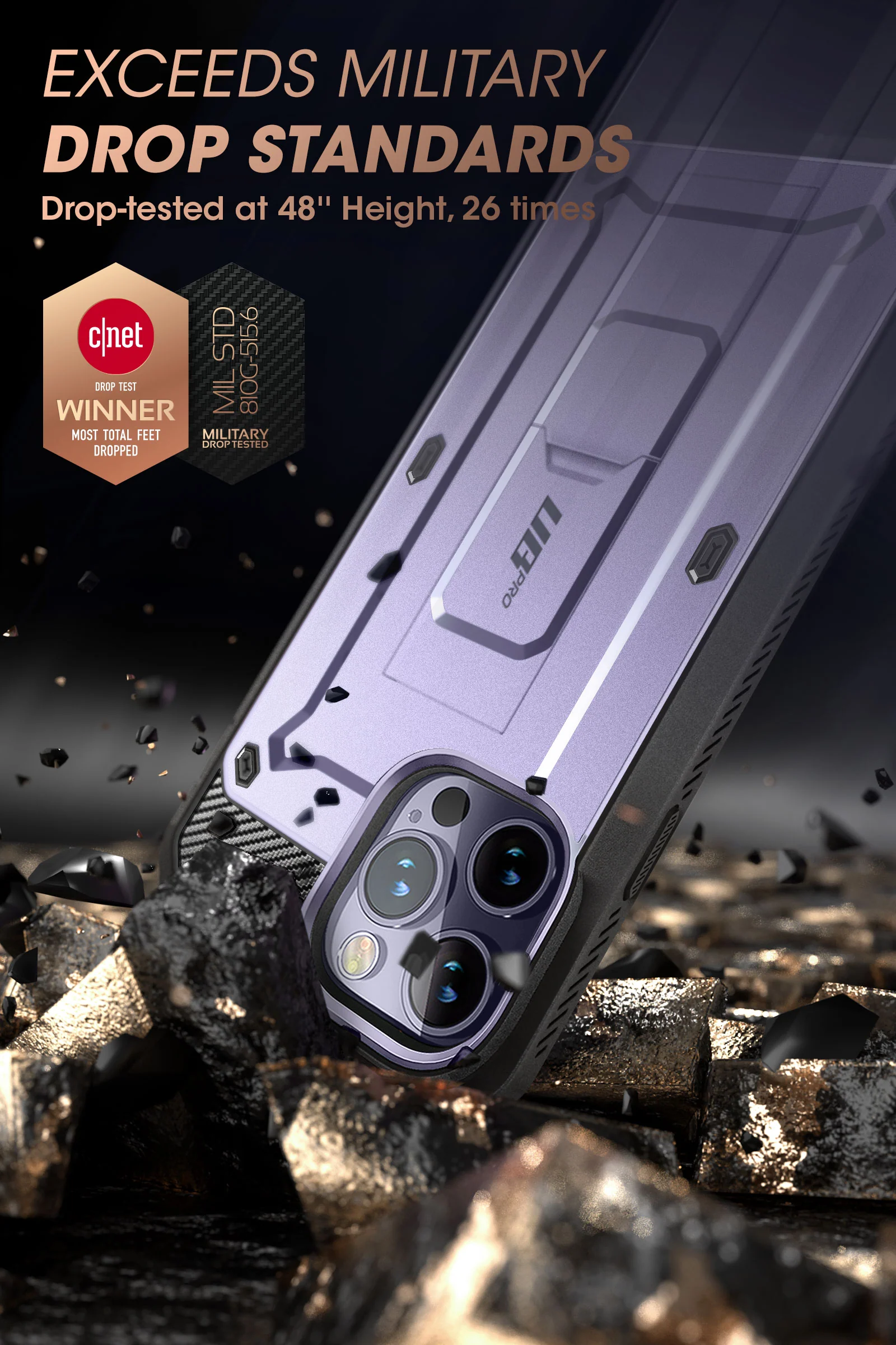 iPhone 14 Pro Max 6.7 inch Unicorn Beetle PRO Rugged Case-Deep Purple - Image 3
