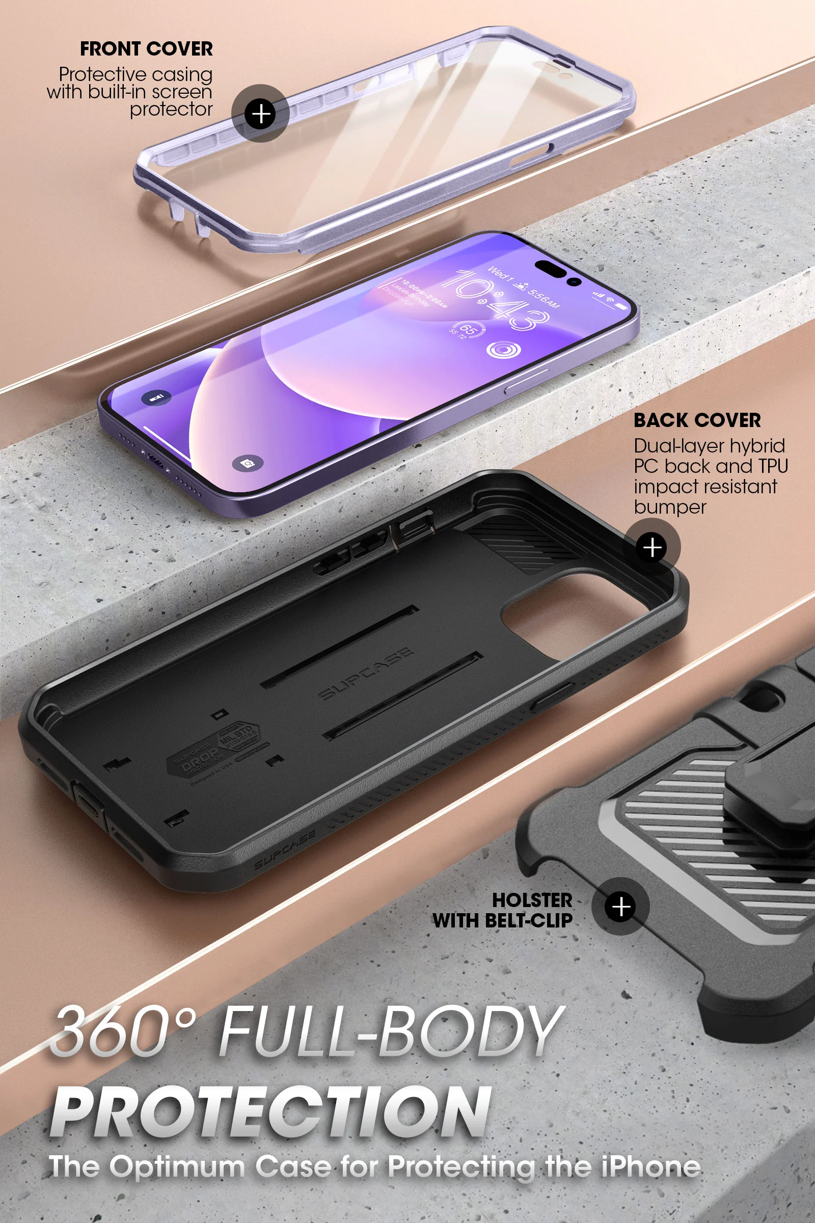 iPhone 14 Pro Max 6.7 inch Unicorn Beetle PRO Rugged Case-Deep Purple - Image 5