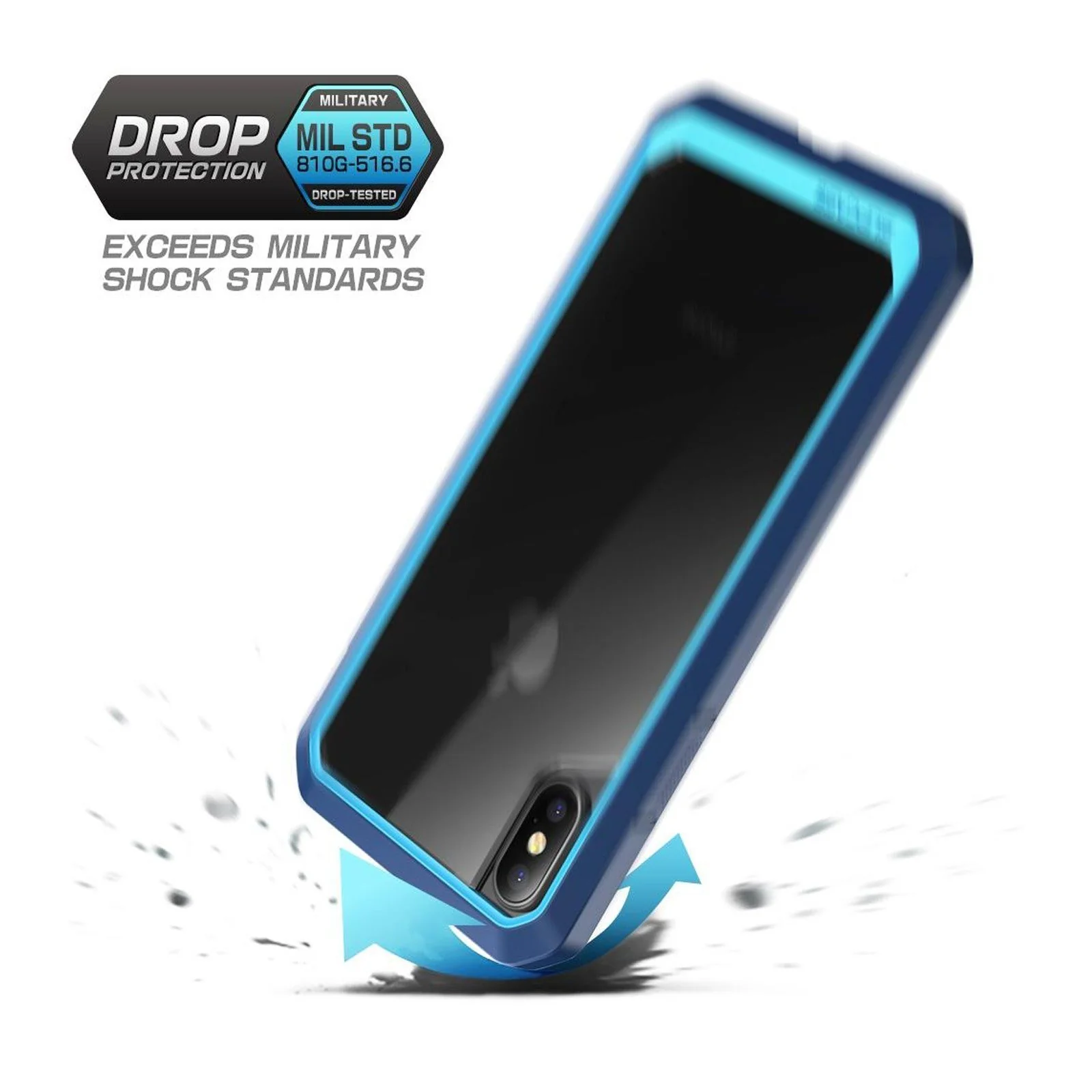 iPhone X / XS Unicorn Beetle Clear Bumper Case-Blue - Image 3
