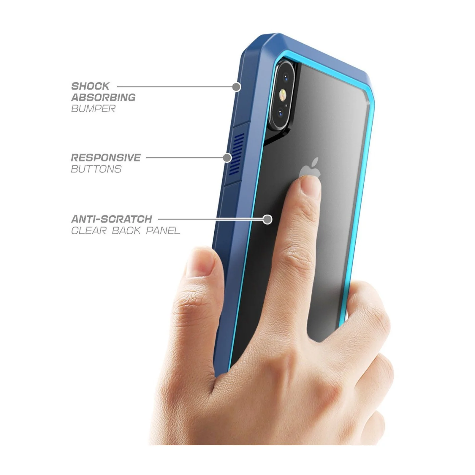 iPhone X / XS Unicorn Beetle Clear Bumper Case-Blue - Image 4