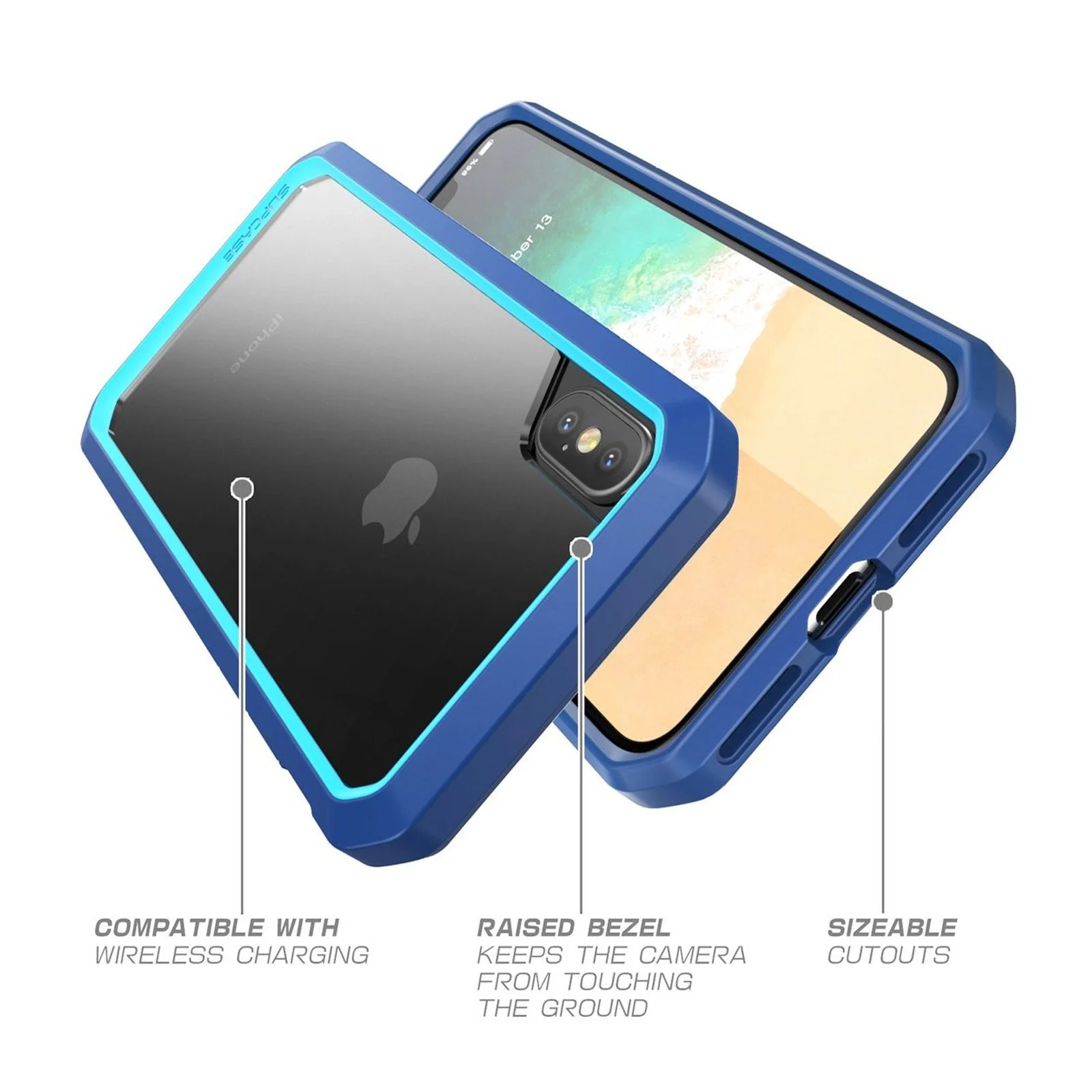 iPhone X / XS Unicorn Beetle Clear Bumper Case-Blue - Image 6