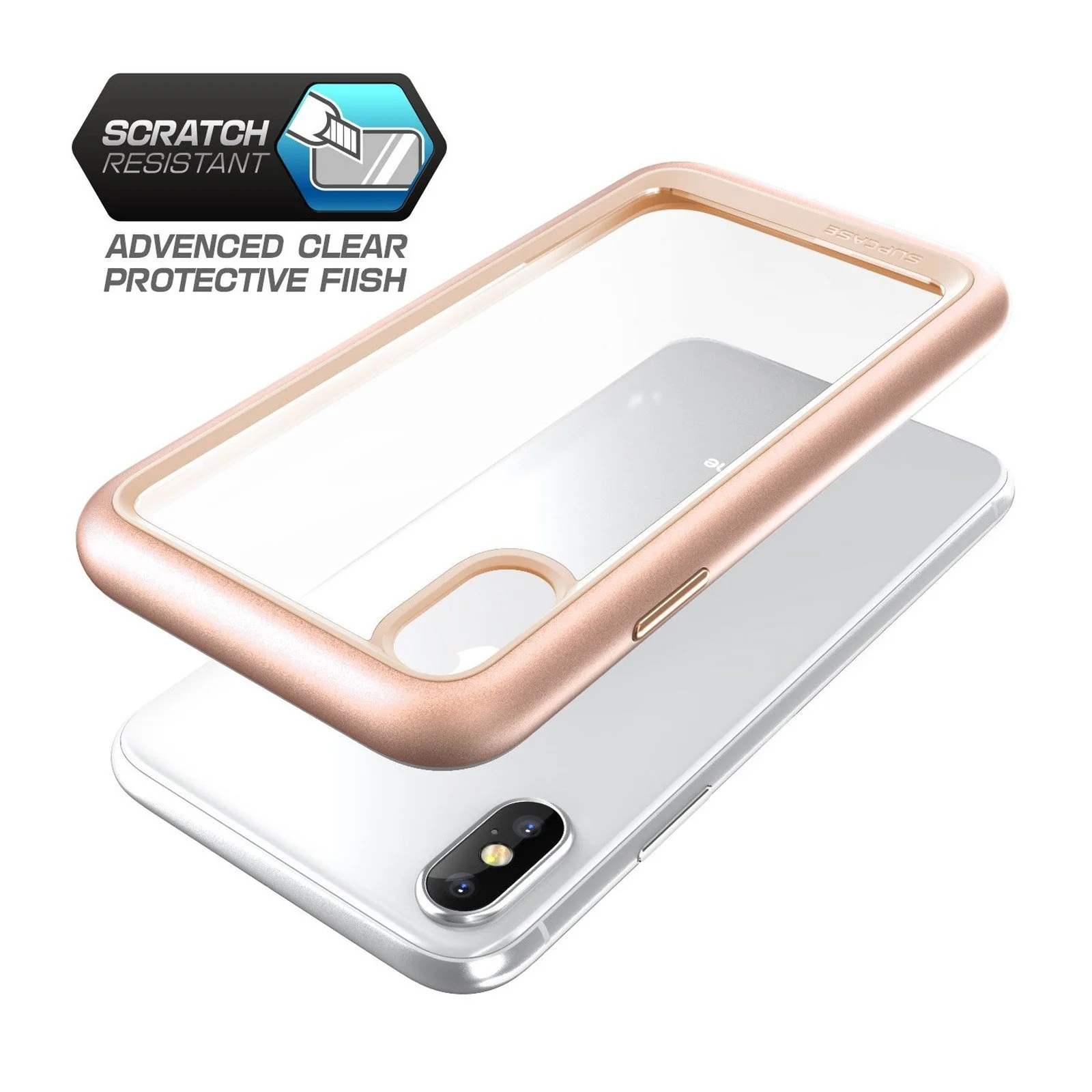 iPhone X / XS Unicorn Beetle Style Slim Clear Case-Blush Gold - Image 3