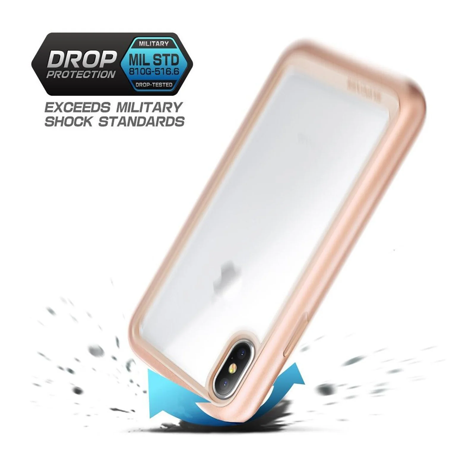 iPhone X / XS Unicorn Beetle Style Slim Clear Case-Blush Gold - Image 4
