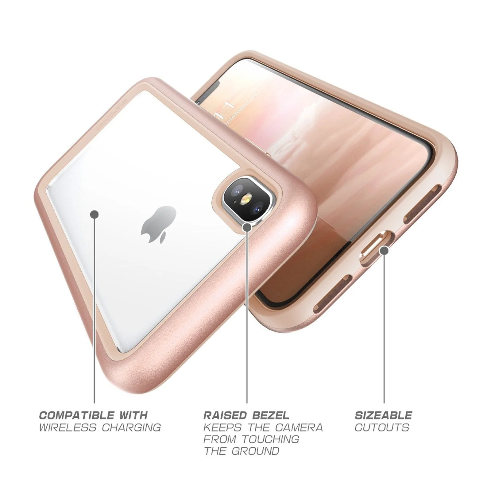 iPhone X / XS Unicorn Beetle Style Slim Clear Case-Blush Gold - Image 7