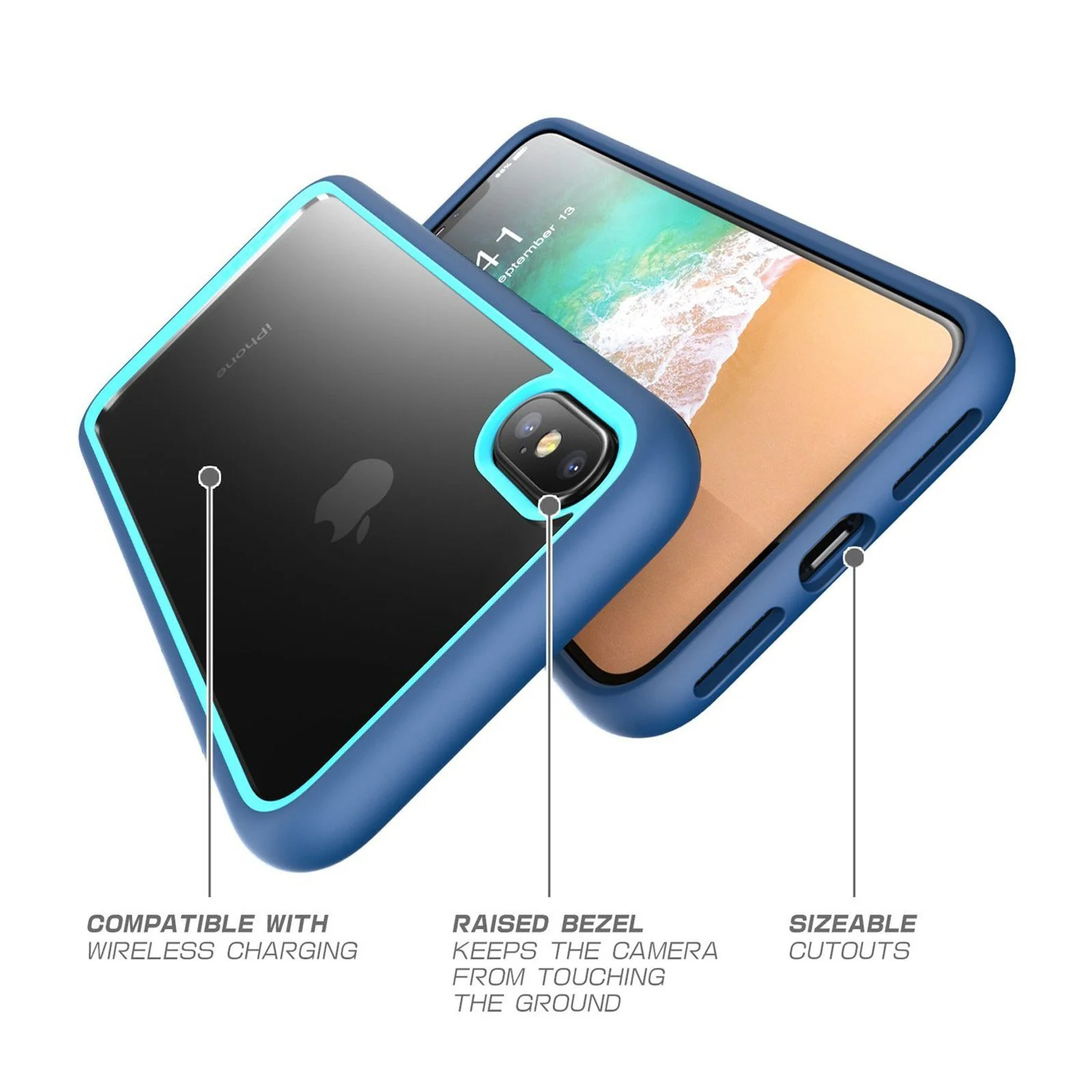 iPhone X / XS Unicorn Beetle Style Slim Clear Case-Navy - Image 6