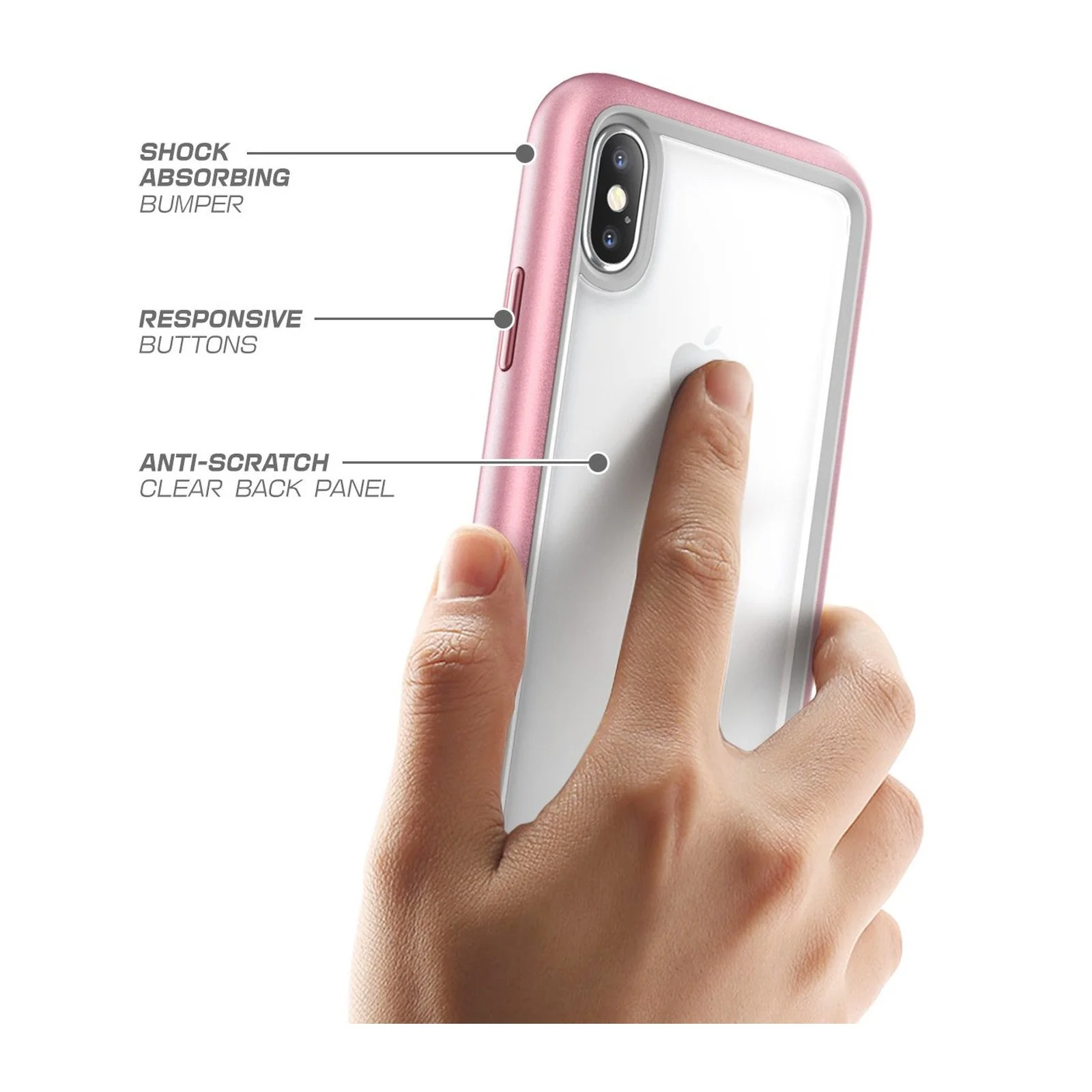 iPhone X / XS Unicorn Beetle Style Slim Clear Case-Rose Gold - Image 5