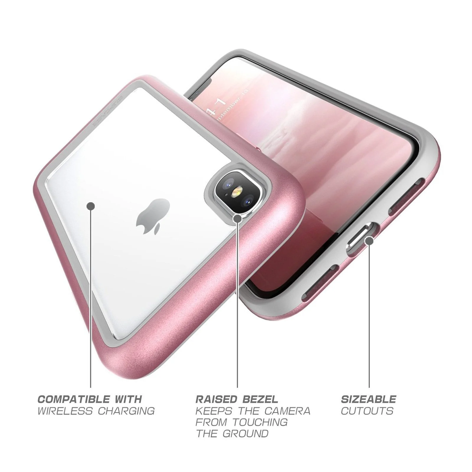 iPhone X / XS Unicorn Beetle Style Slim Clear Case-Rose Gold - Image 7