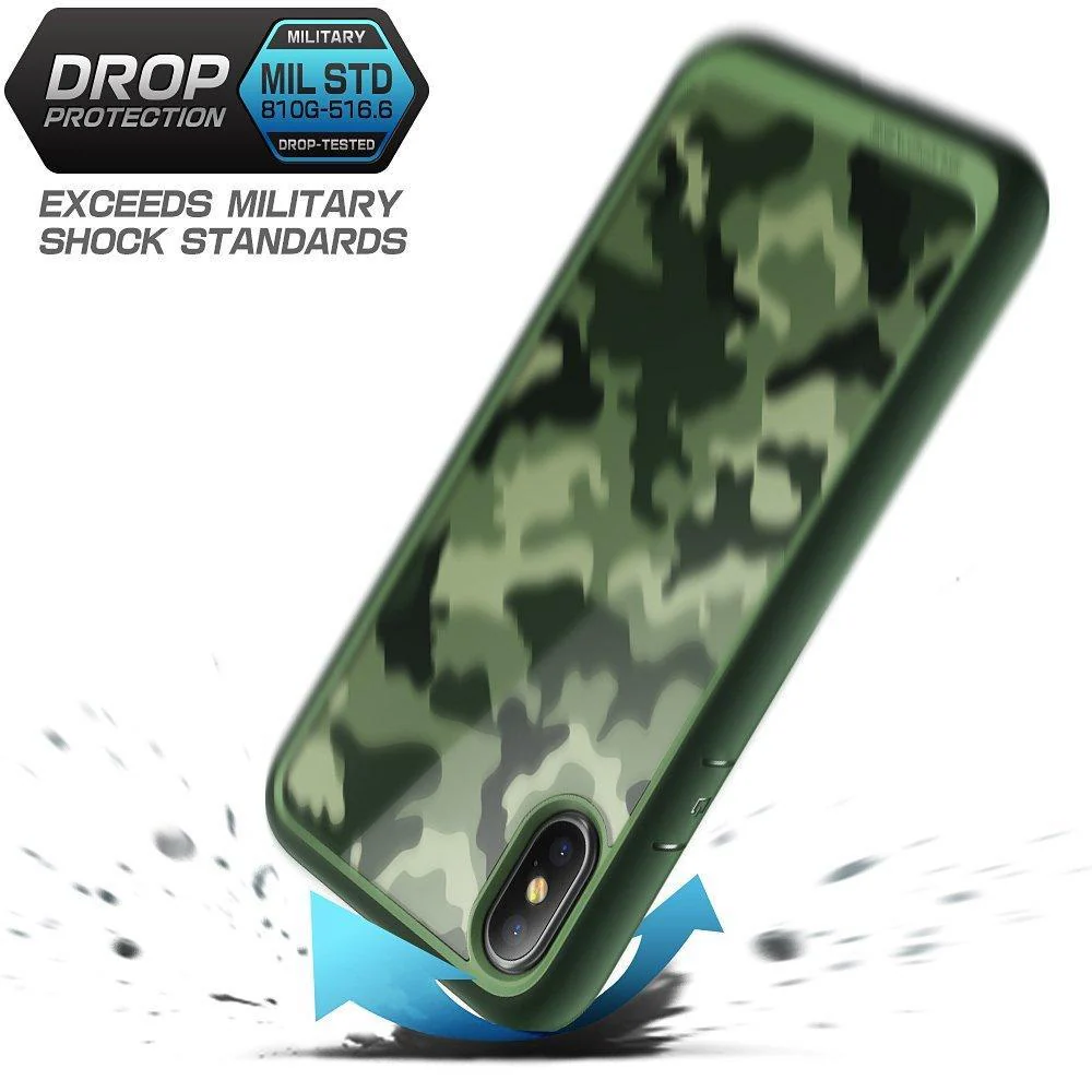 iPhone X / XS Unicorn Beetle Style Slim Clear Case-Green Camouflage - Image 4
