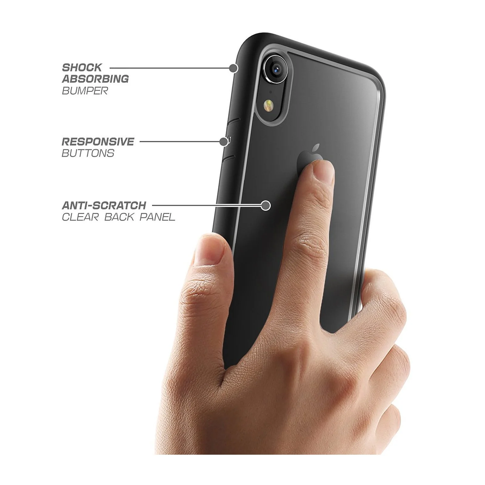 iPhone XR Unicorn Beetle Style Slim Clear Case-Black - Image 6