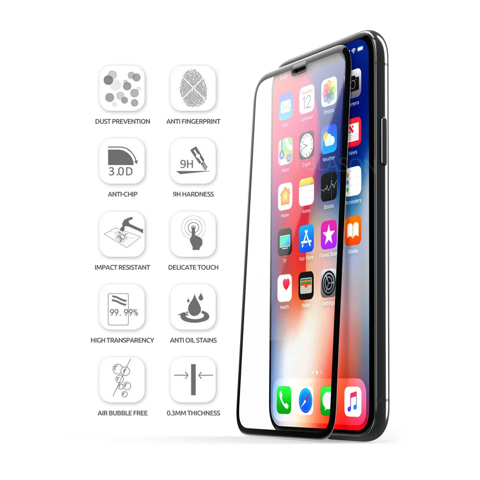 3D Glass Screen Protector for iPhone 6.5 inch 2018 and 2019-Clear - Image 9