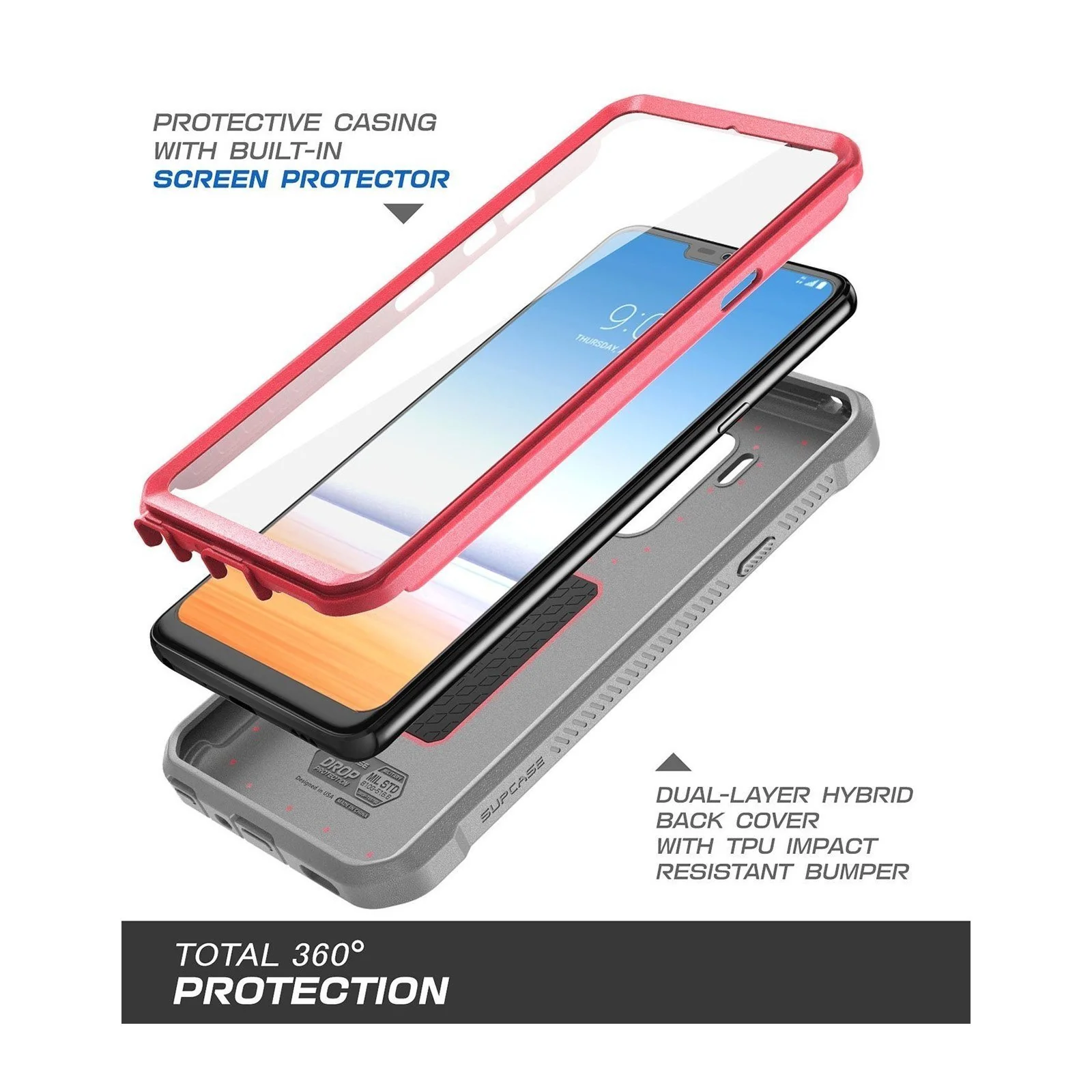 LG G7 ThinQ Unicorn Beetle Pro Rugged Holster Case-Pink - Image 4