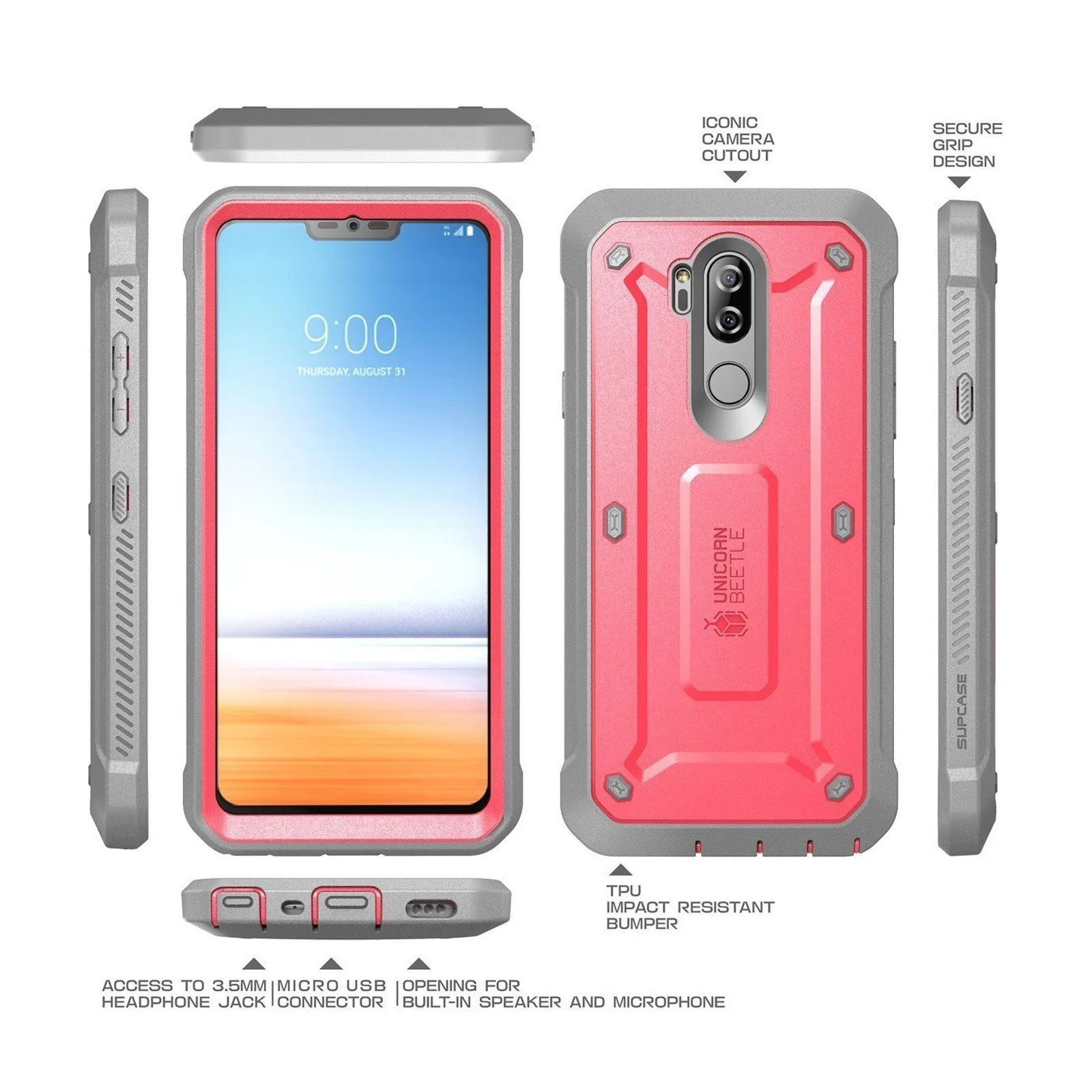 LG G7 ThinQ Unicorn Beetle Pro Rugged Holster Case-Pink - Image 5