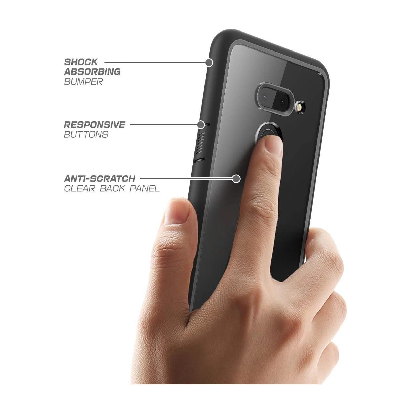 LG G8 ThinQ Unicorn Beetle Style Slim Clear Case-Black - Image 6