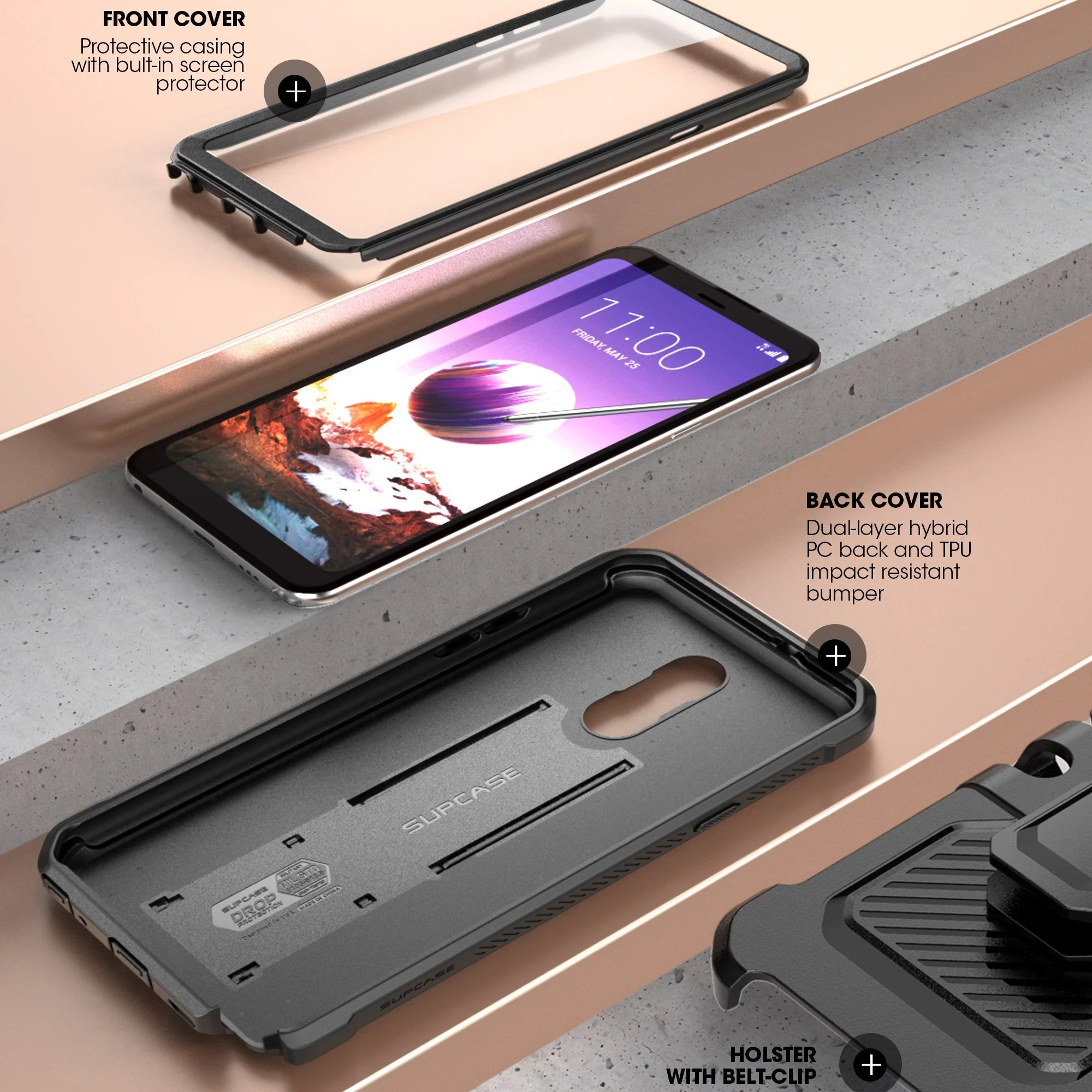 LG Stylo 5 Unicorn Beetle Pro Rugged Holster Case-Black - Image 4