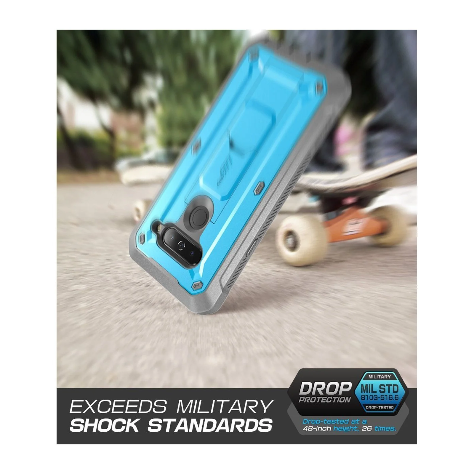LG V40 ThinQ Unicorn Beetle Pro Rugged Holster Case with Screen Protector-Blue - Image 5